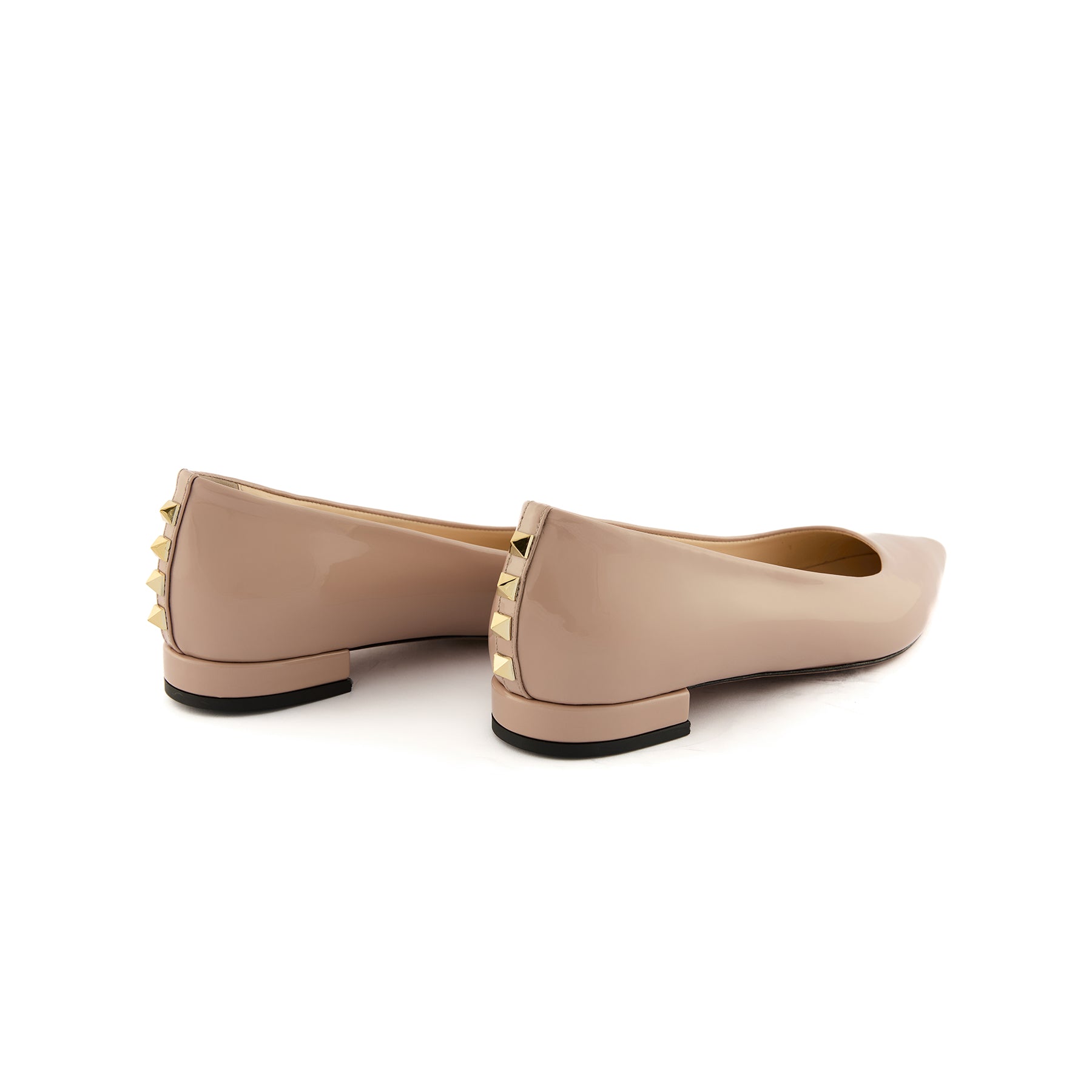 Women’s Powder Pointed-Toe Handmade Patent Calf Leather Flats W3014