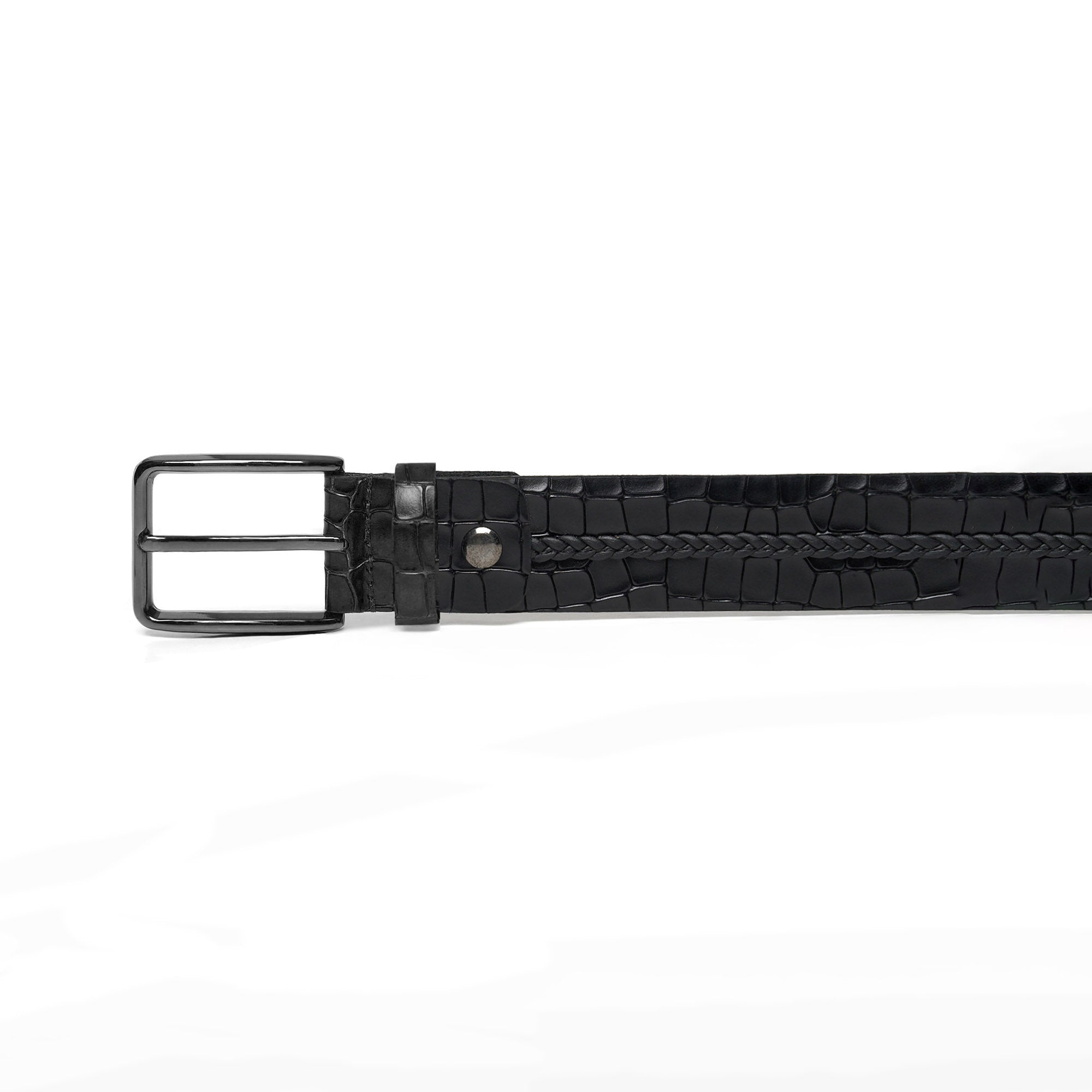 Men's Crocodile Embossed Calf Leather Handmade Belt M105 3