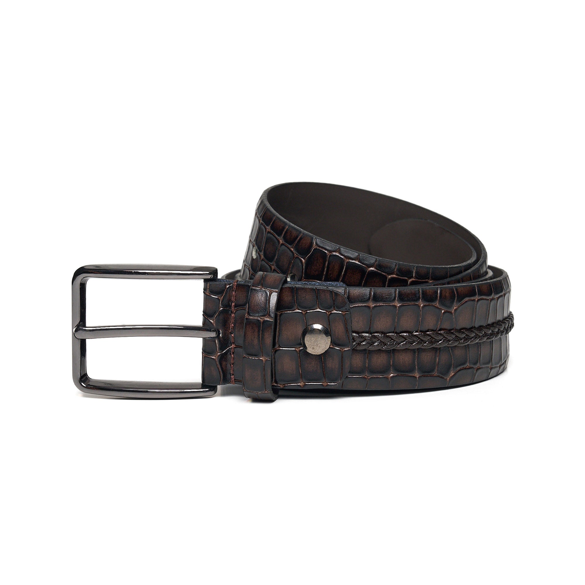Men's Crocodile Embossed Calf Leather Handmade Belt M105 6
