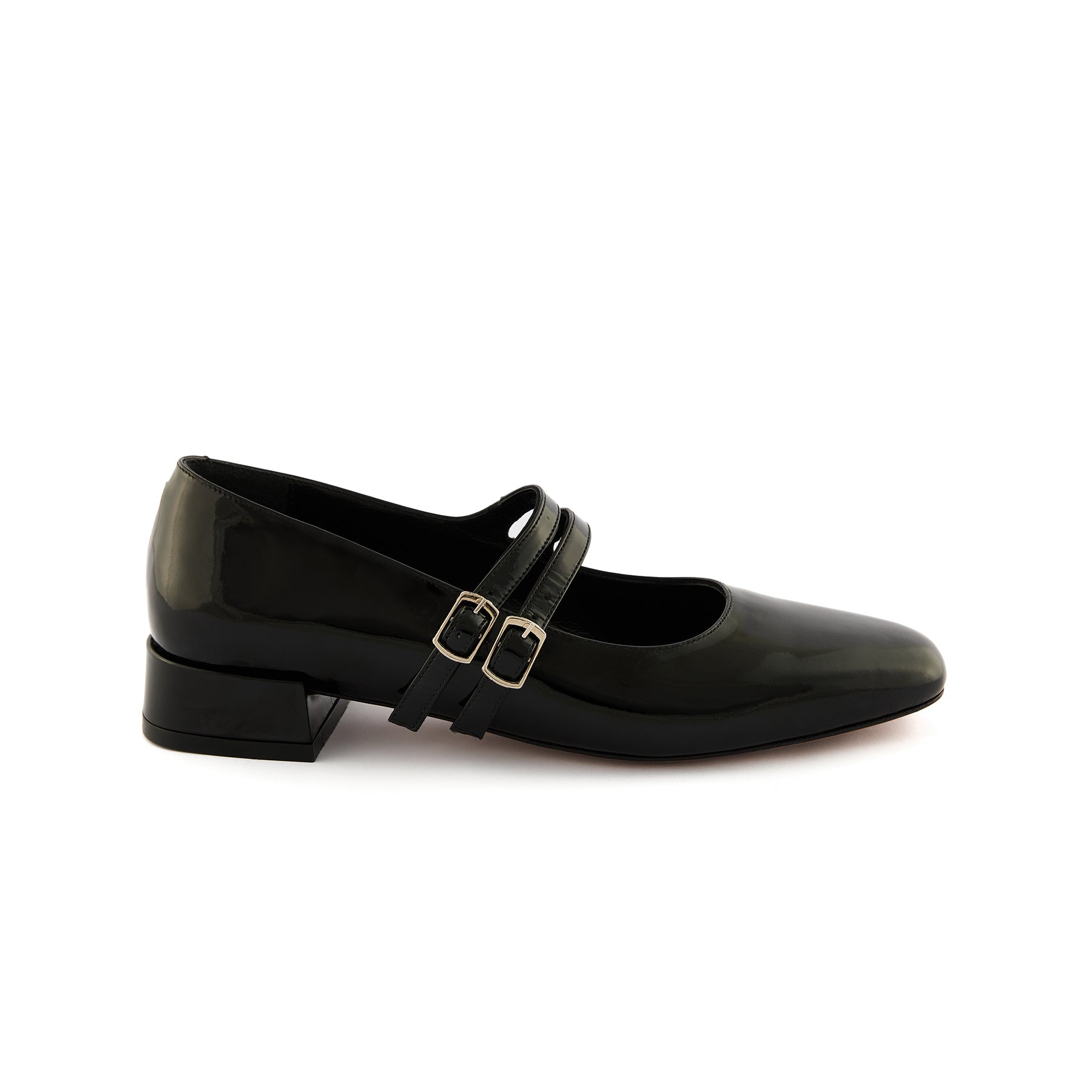 Women’s Black Square-Toe Handmade Patent Calf Leather Dance Shoes W3015