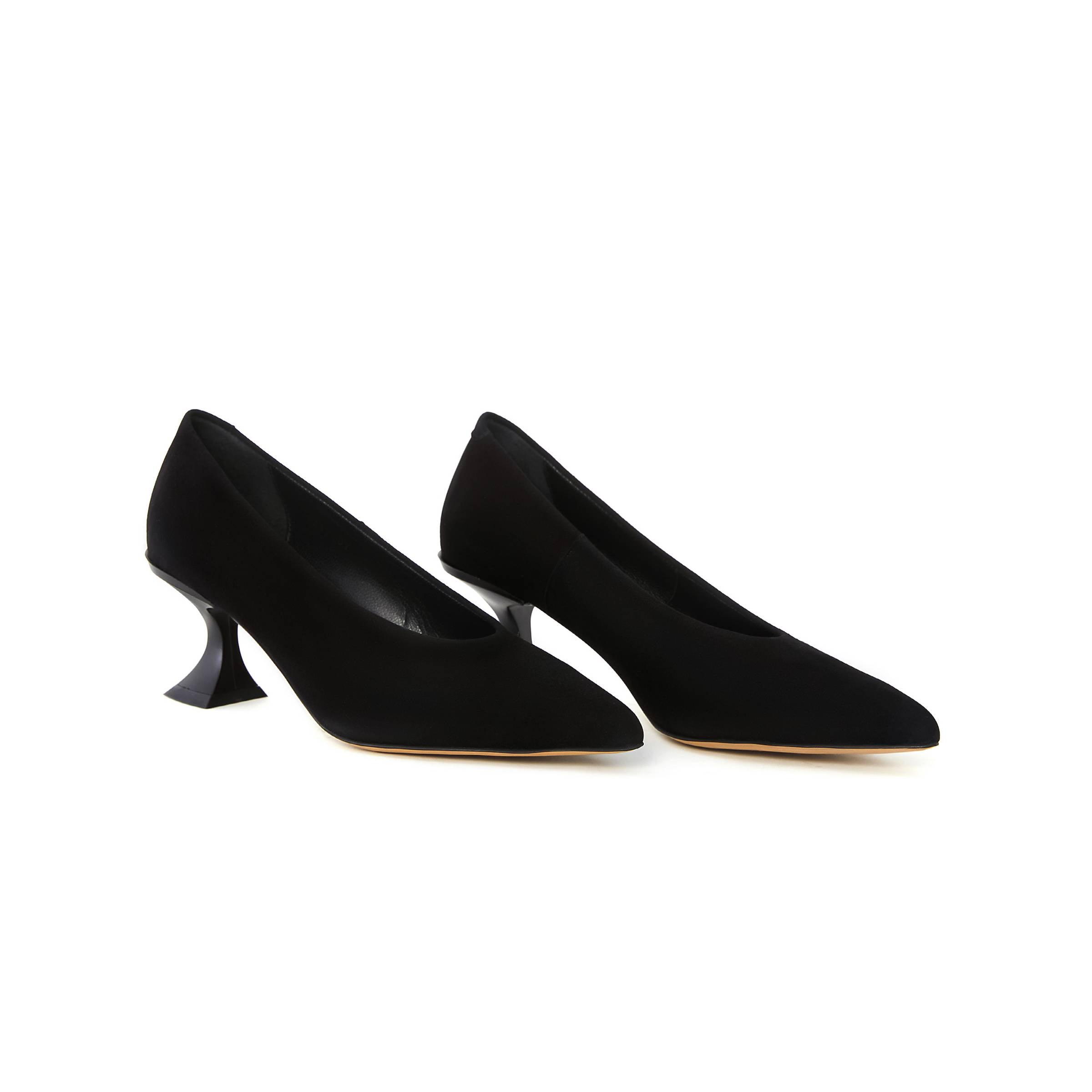 Women's Suede Calf Leather Handmade Kitten Heels W2013 9