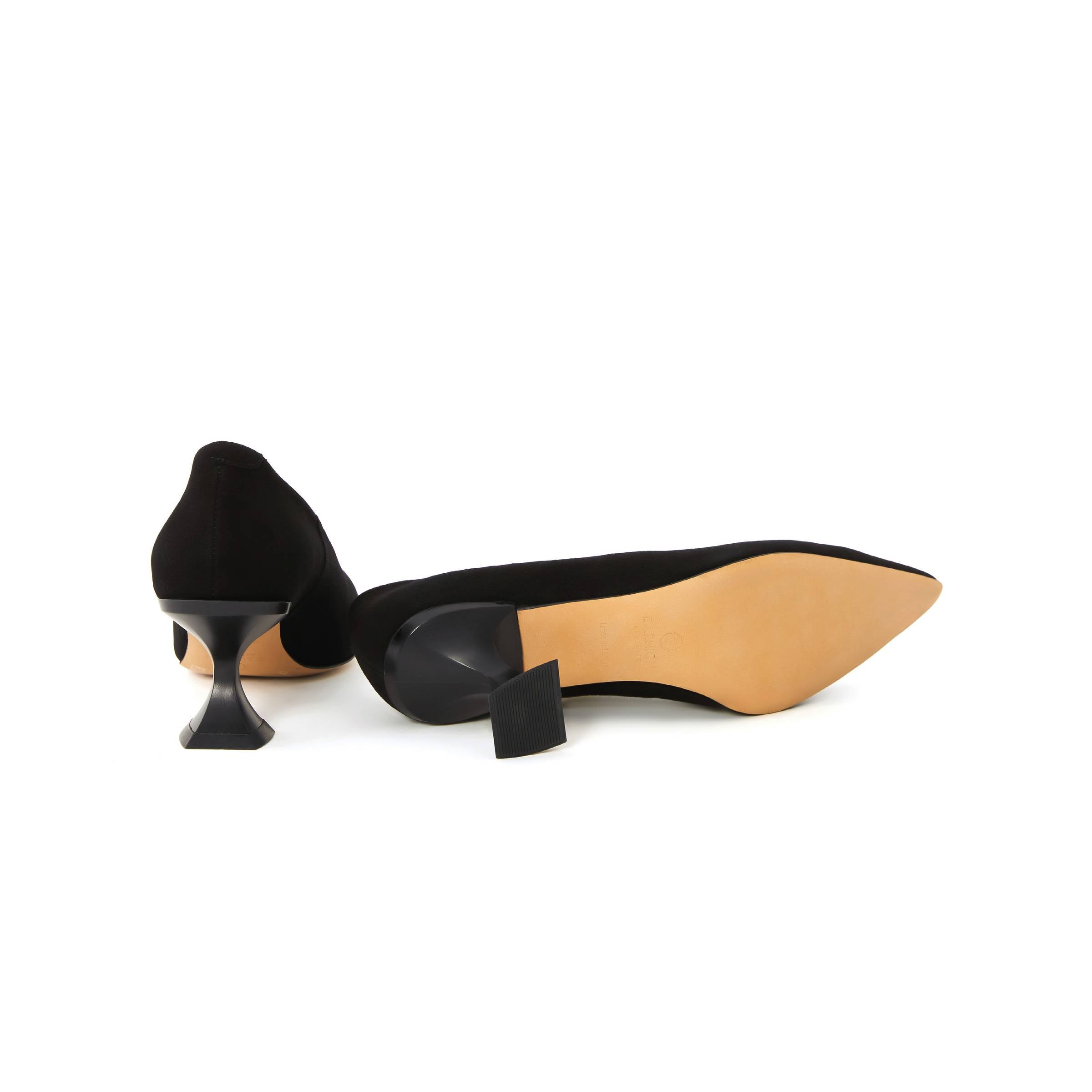 Women's Suede Calf Leather Handmade Kitten Heels W2013 11