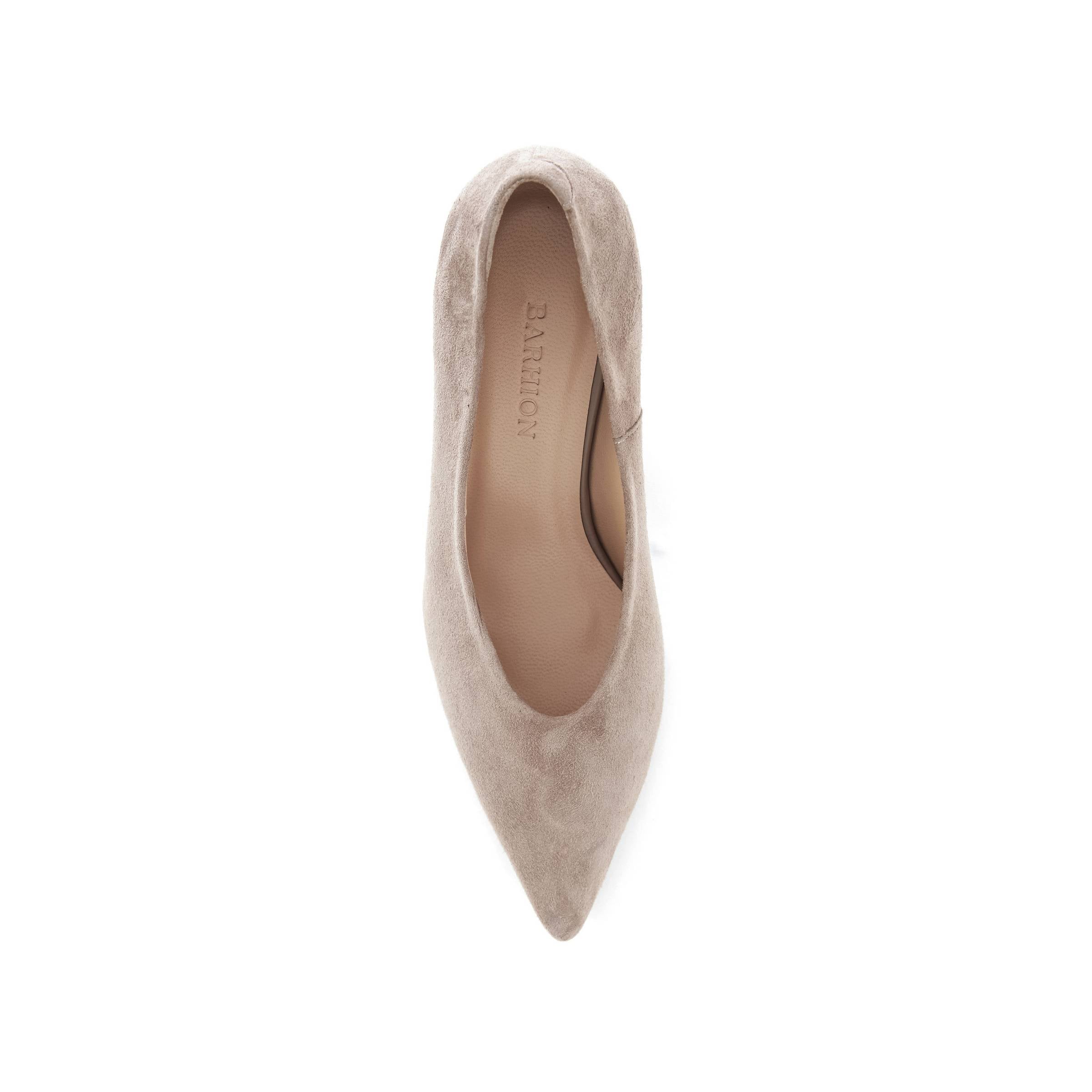 Women's Suede Calf Leather Handmade Kitten Heels W2013 5