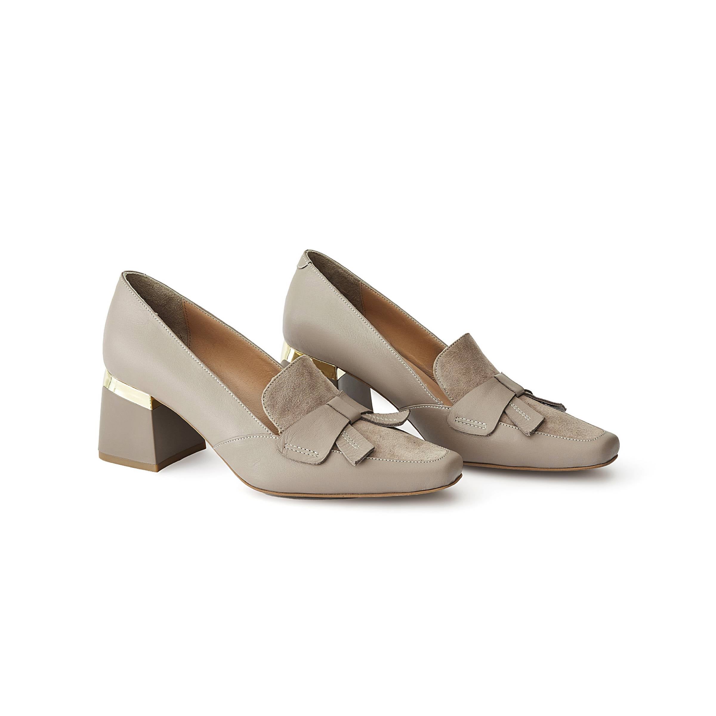 Women's Calf Leather Handmade Block Heels W1007 2