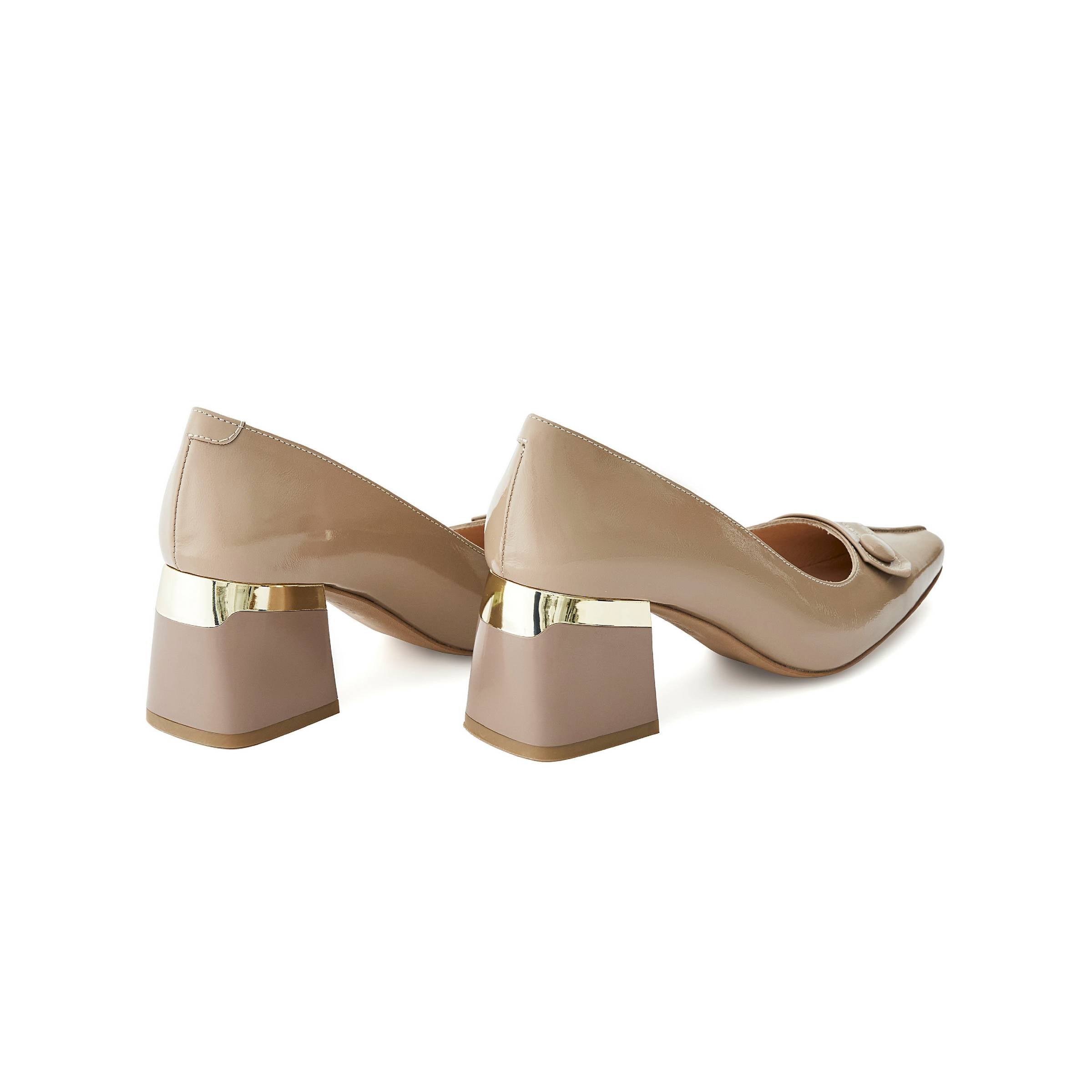 Women's Rugan Calf Leather Handmade Block Heels W1008 10