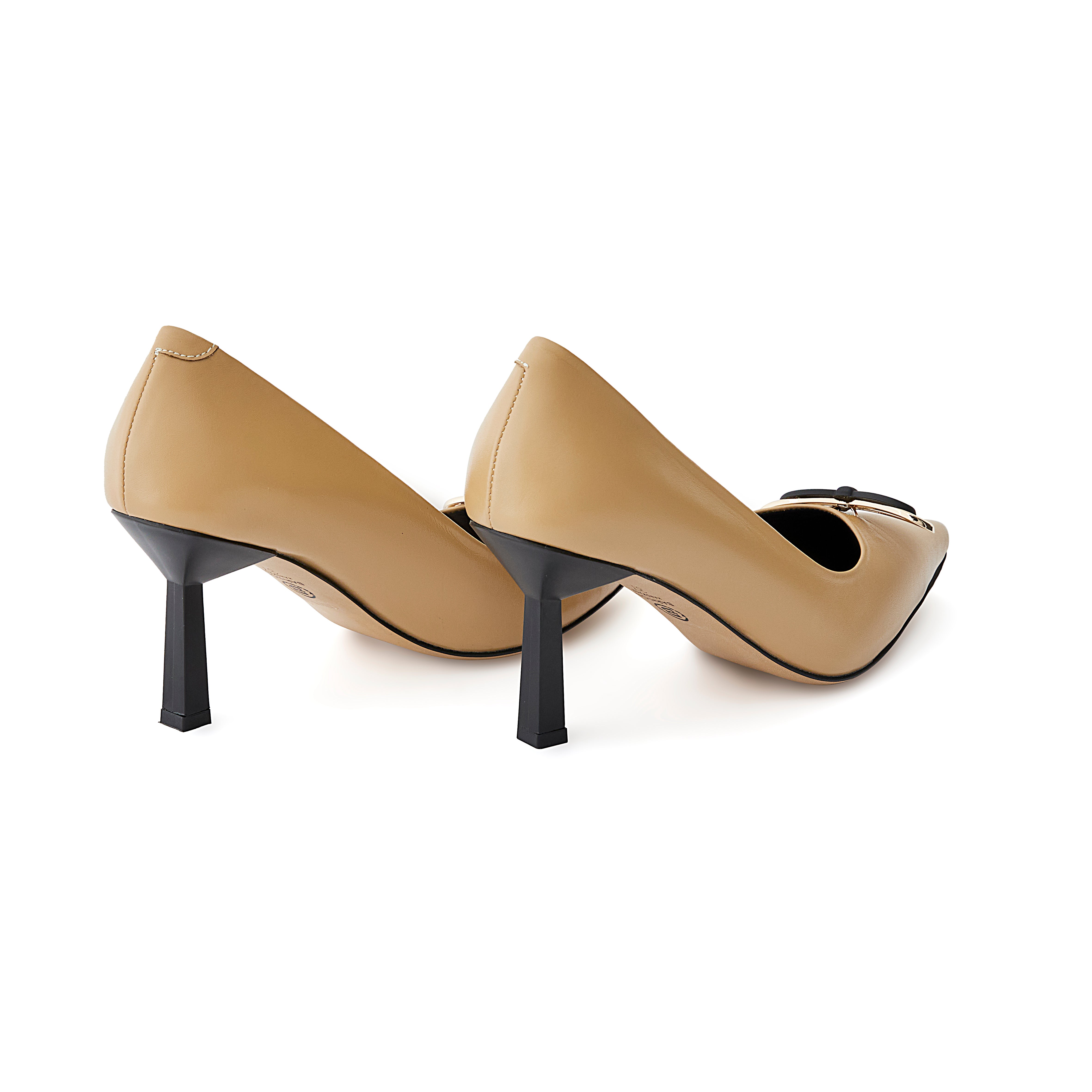 Women's Calf Leather Handmade Kitten Heels W1009 11