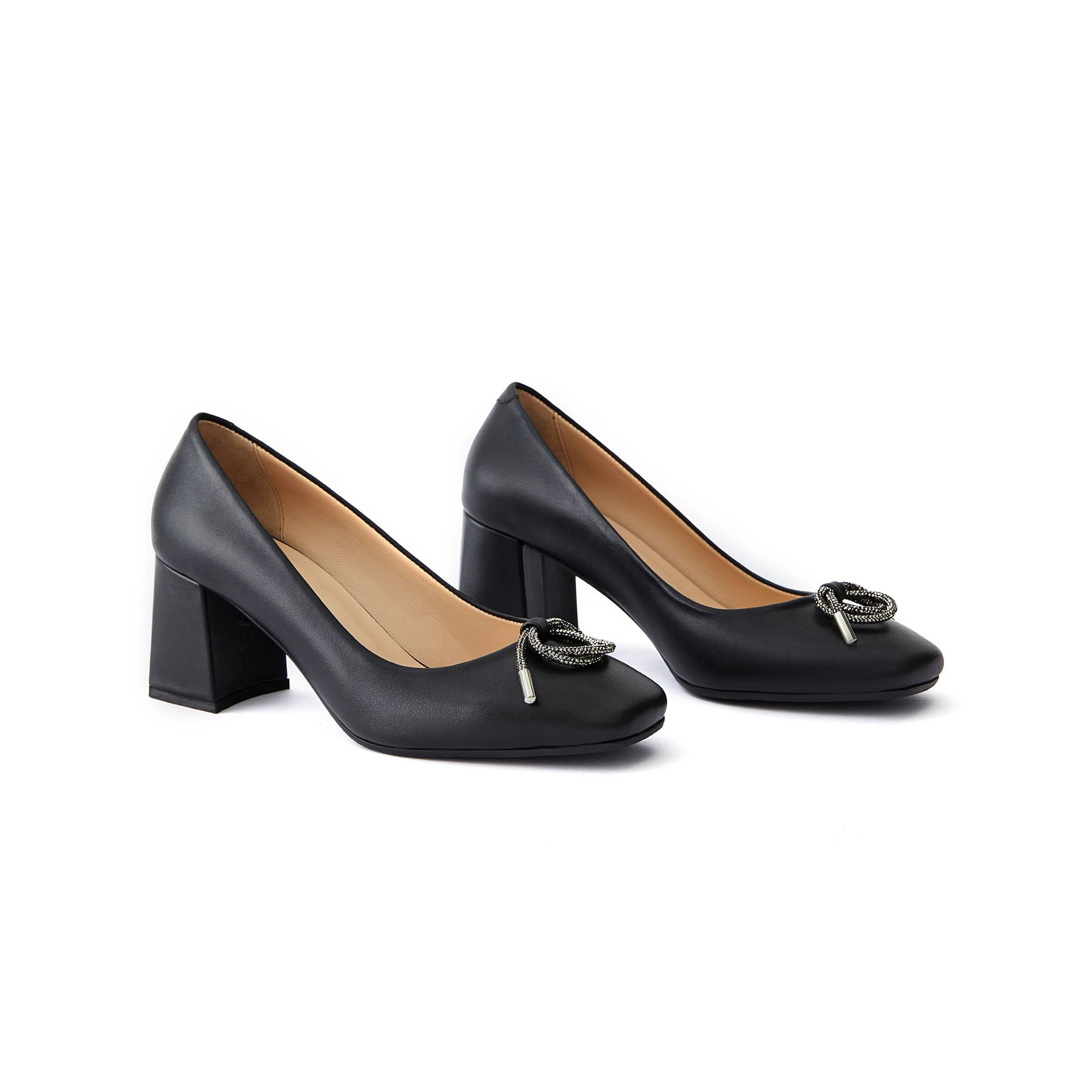 Women's Calf Leather Handmade Block Heels W1000 9