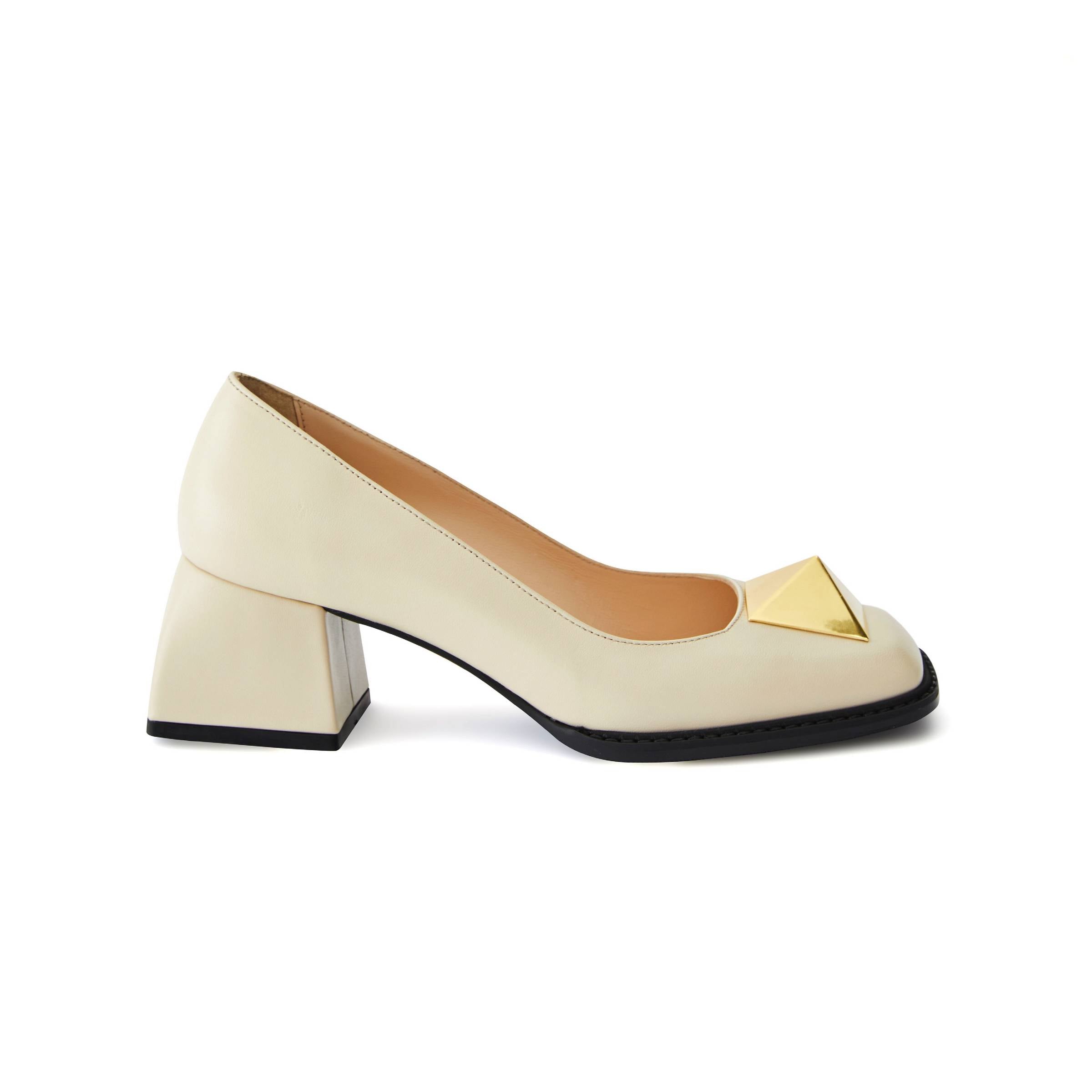 Women's Calf Leather Handmade Block Heels W1001 1