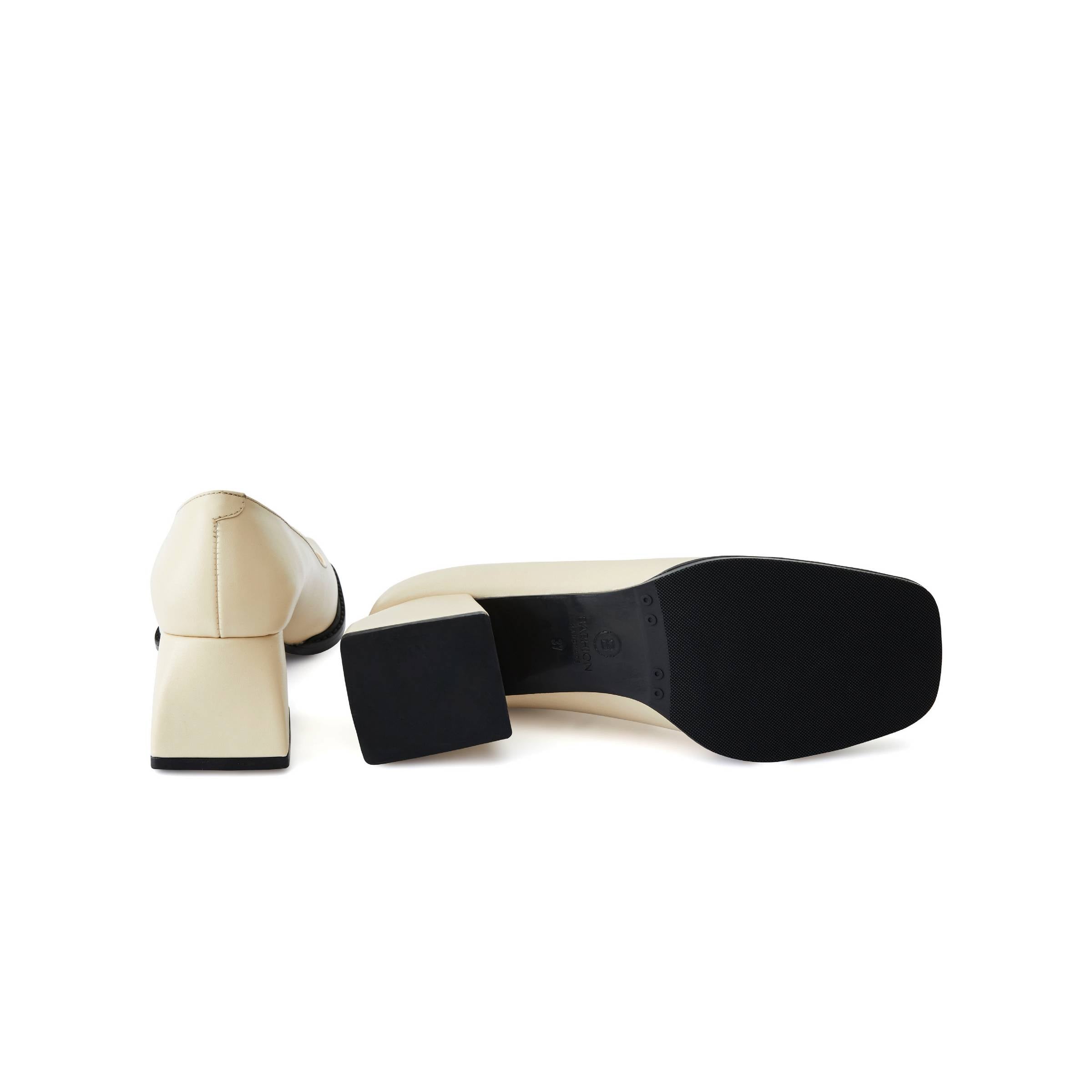 Women's Calf Leather Handmade Block Heels W1001 4