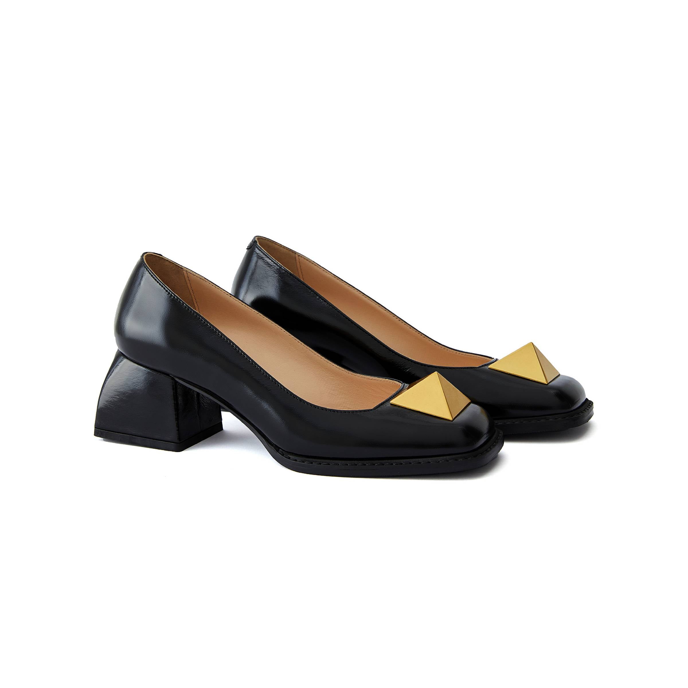 Women's Calf Leather Handmade Block Heels W1001 9