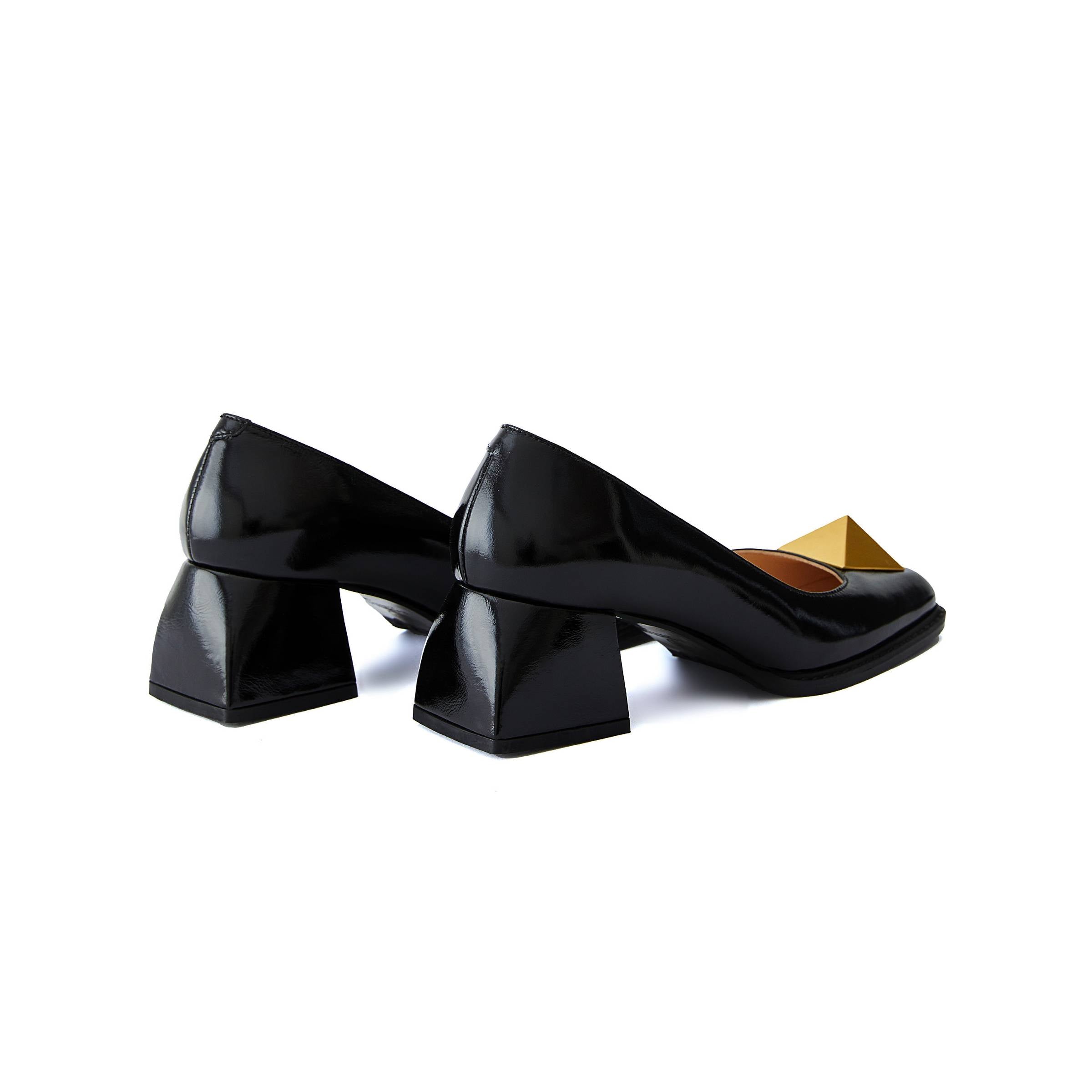 Women's Calf Leather Handmade Block Heels W1001 10