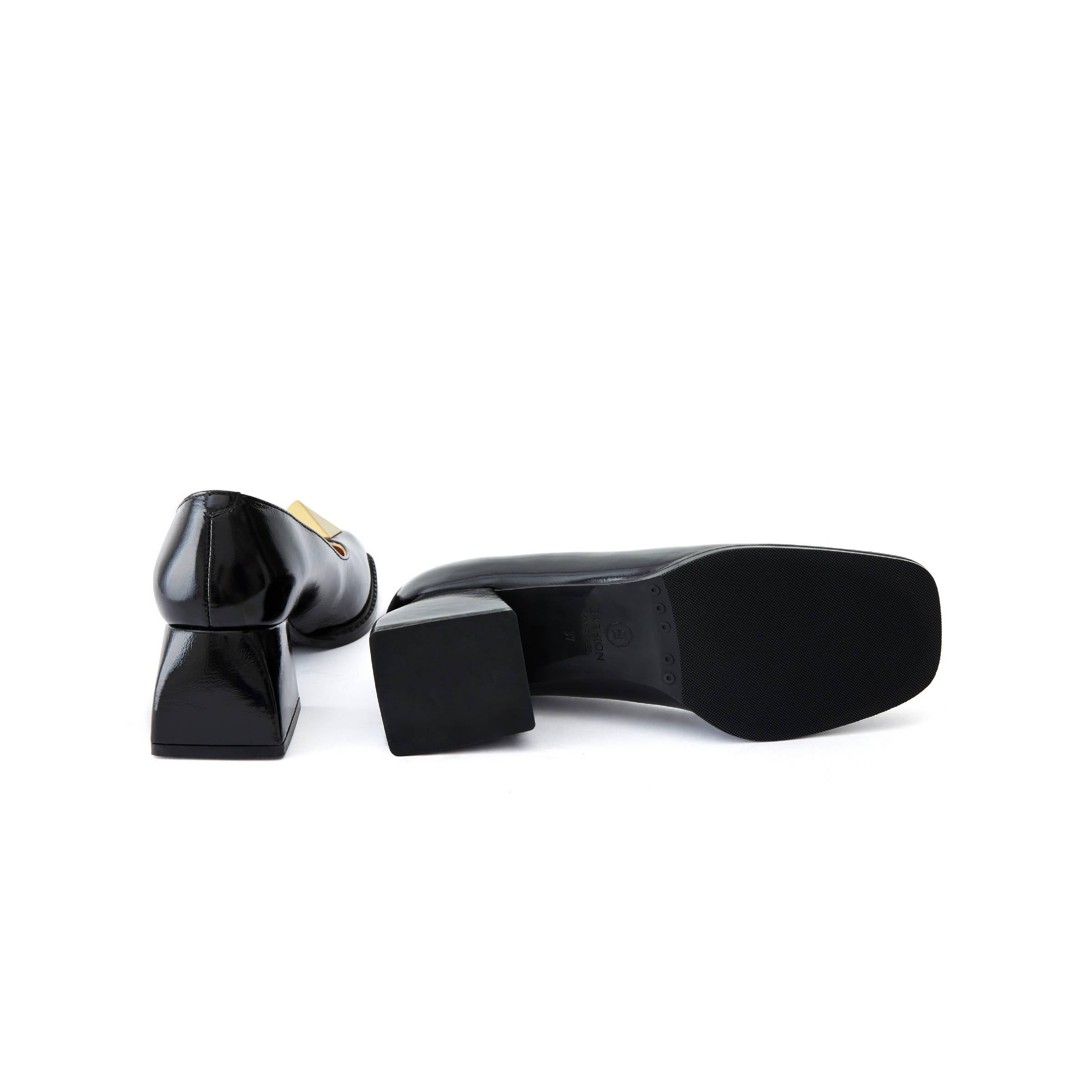 Women's Calf Leather Handmade Block Heels W1001 11