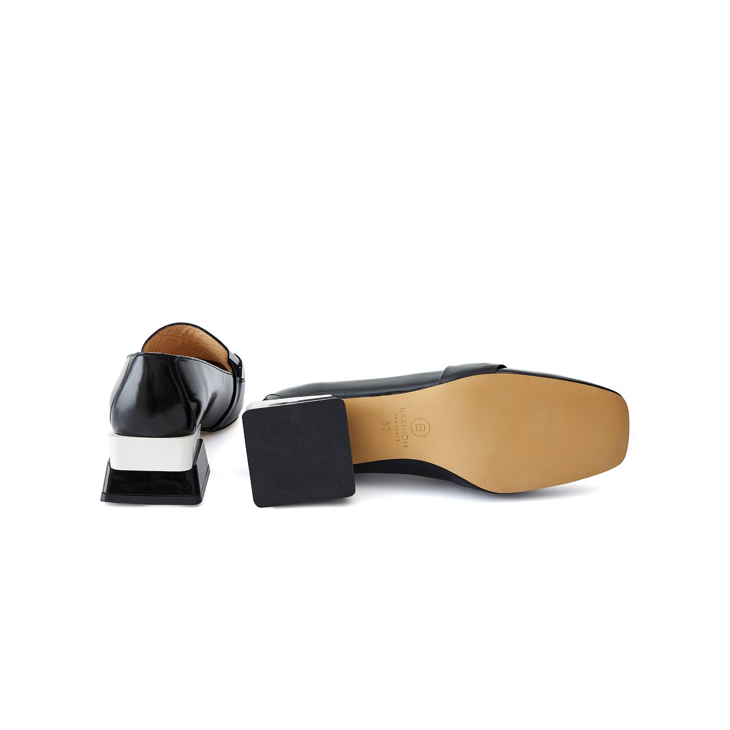 Women's Patent Calf Leather Handmade Block Heels W1002 4