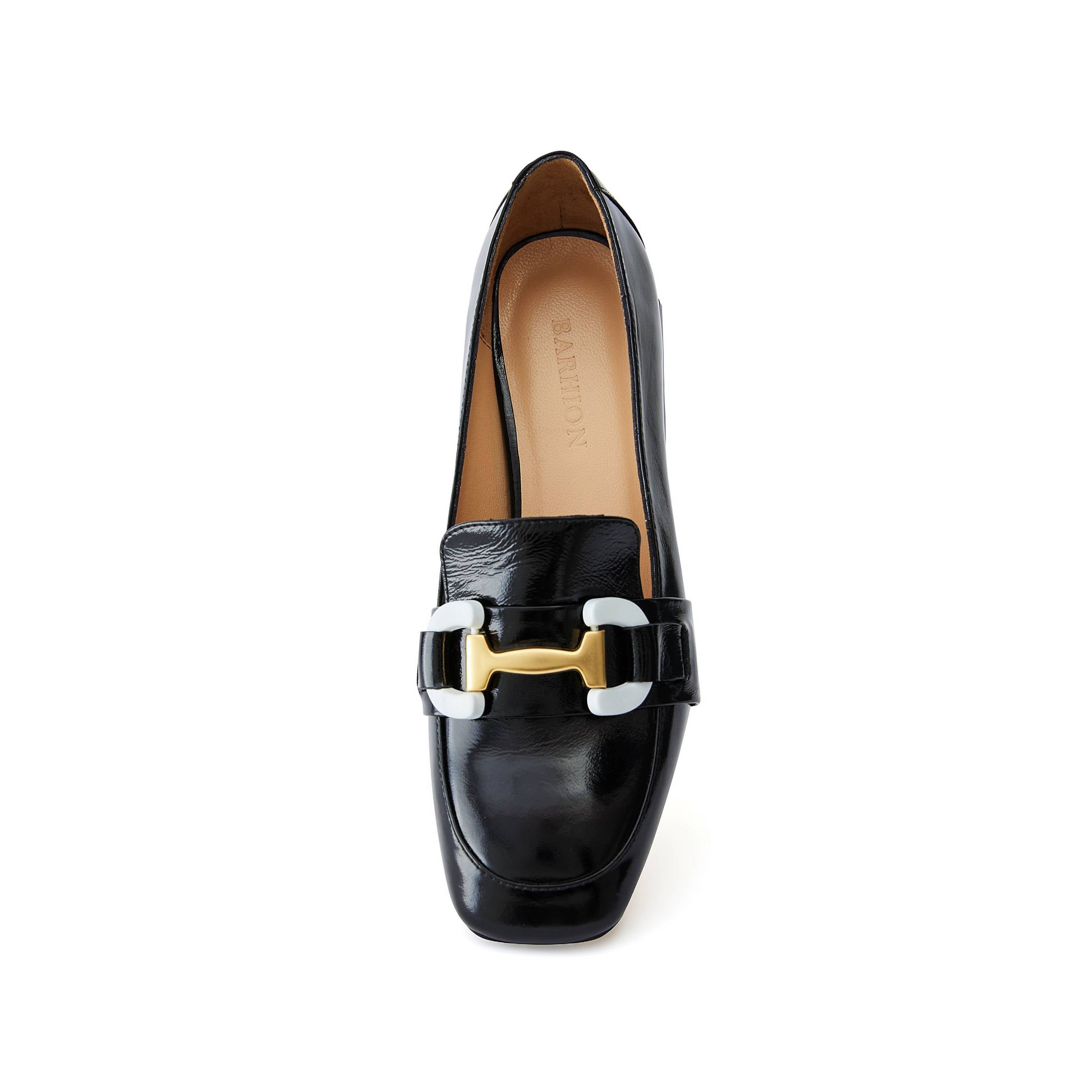 Women's Patent Calf Leather Handmade Block Heels W1002 5