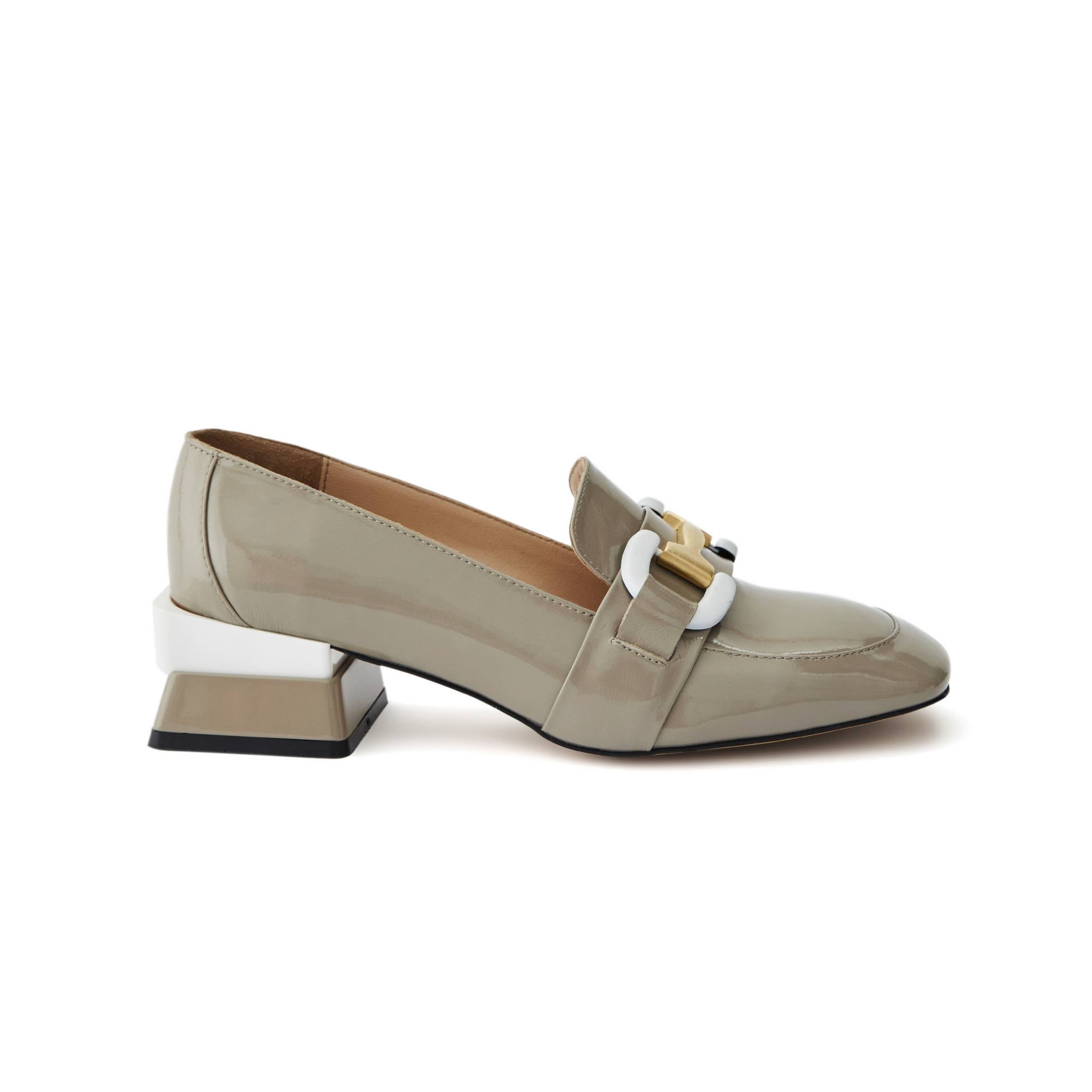 Women's Patent Calf Leather Handmade Block Heels W1002 8