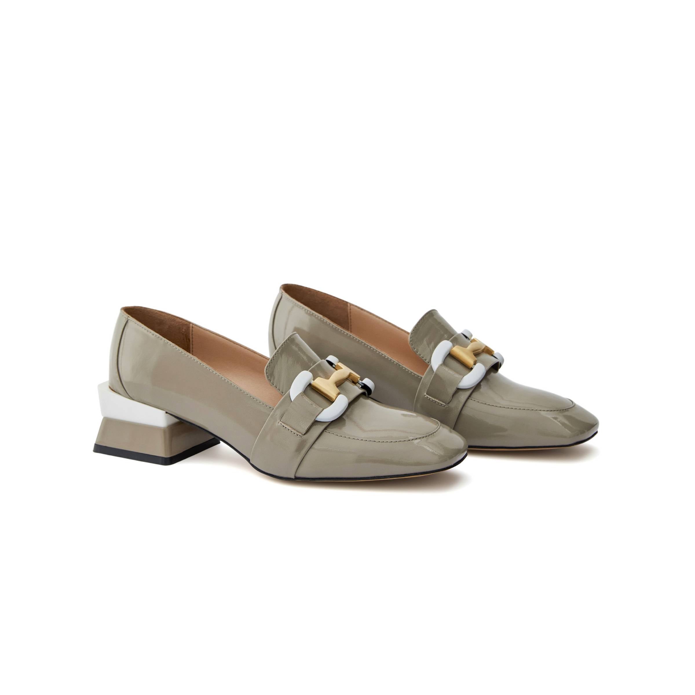 Women's Patent Calf Leather Handmade Block Heels W1002 9