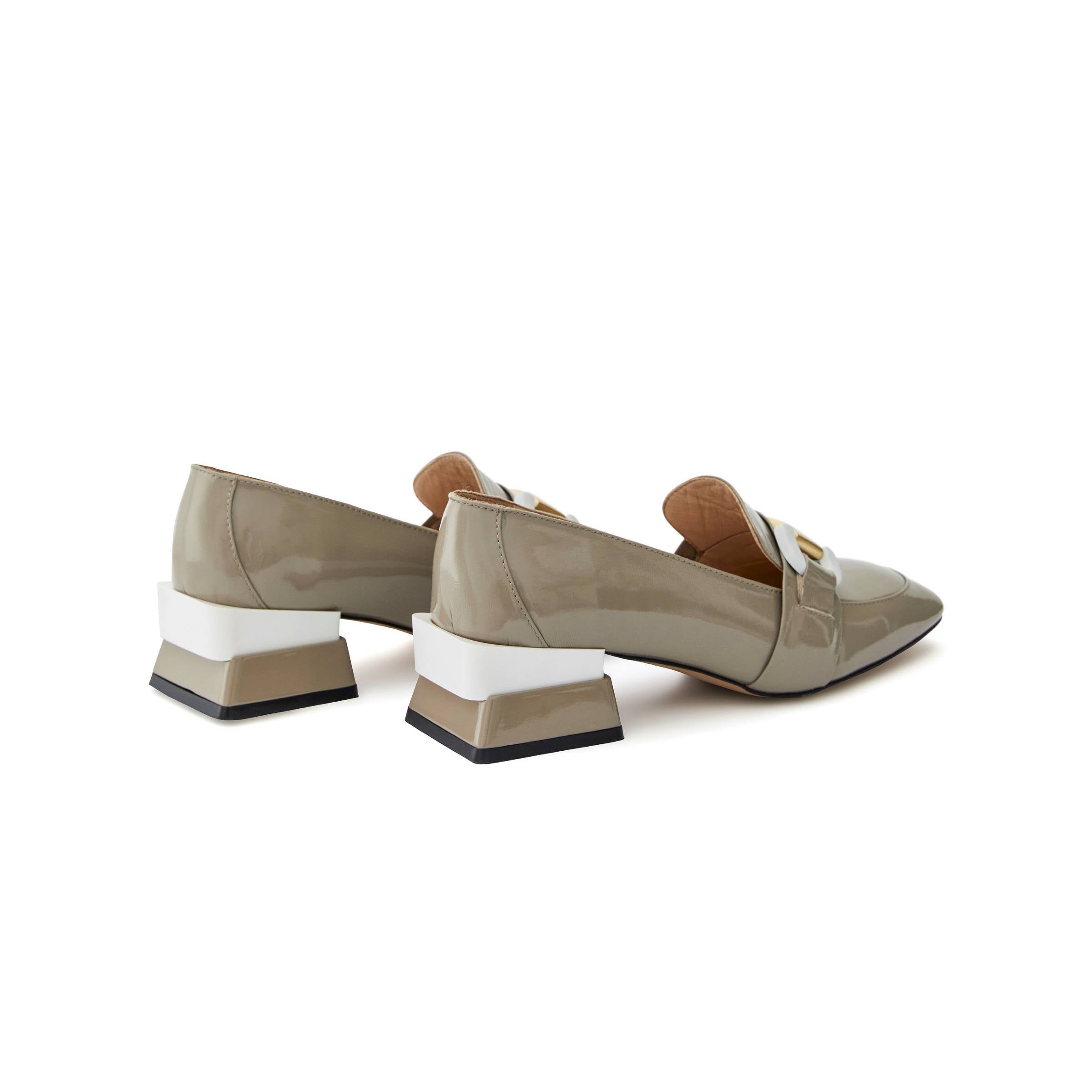 Women's Patent Calf Leather Handmade Block Heels W1002 10