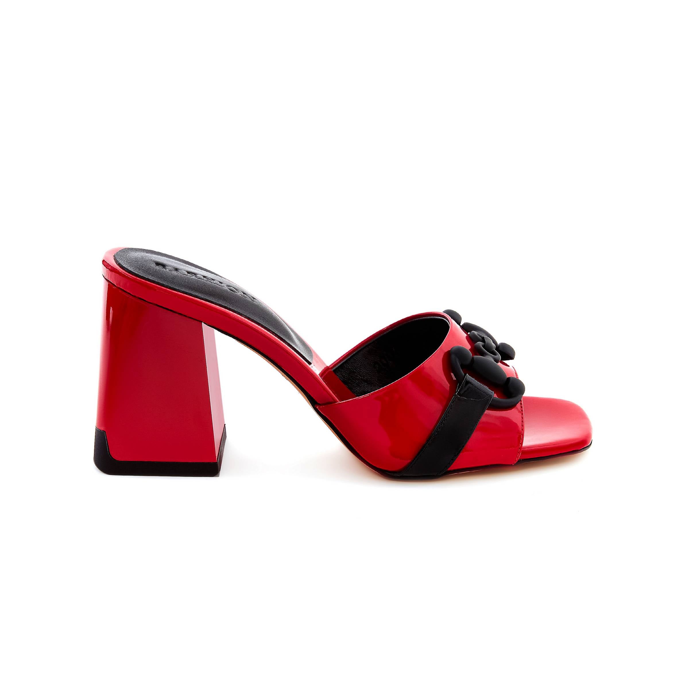 Women's Rugan Calf Leather Mid Heeled Handmade Slides W6001 1