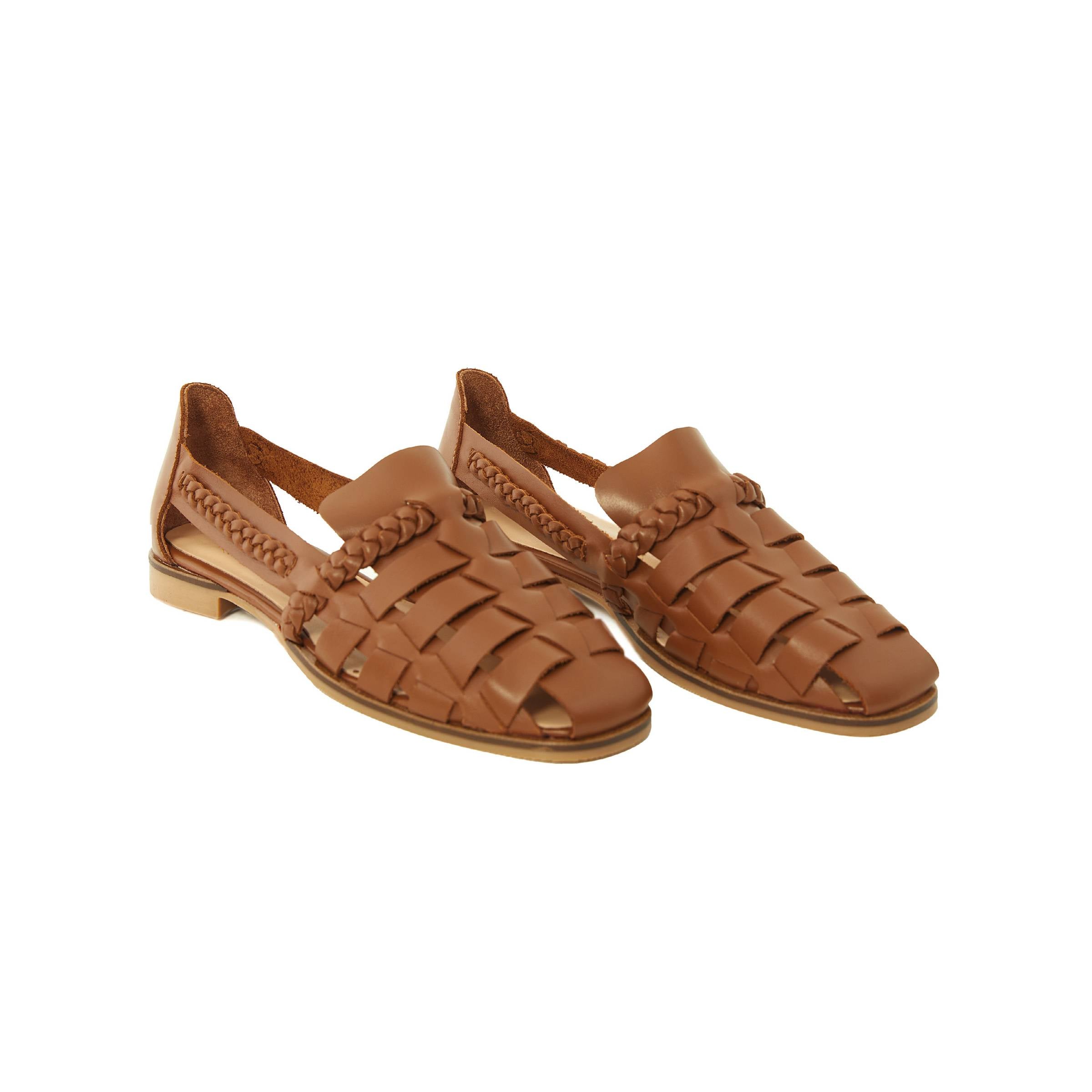 Women's Calf Leather Hand Braided Handmade Flats W3007 15