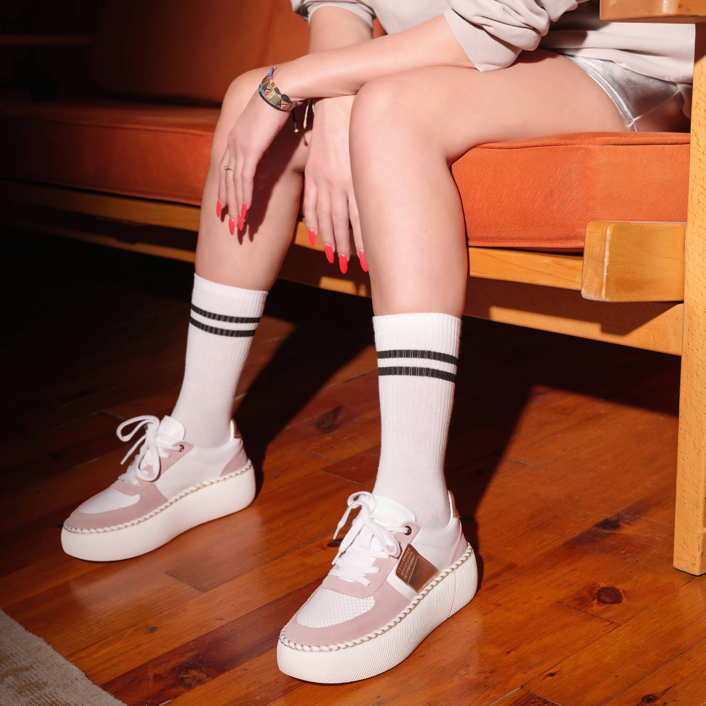 Women's Calf Leather Handmade Sneakers W5001 7
