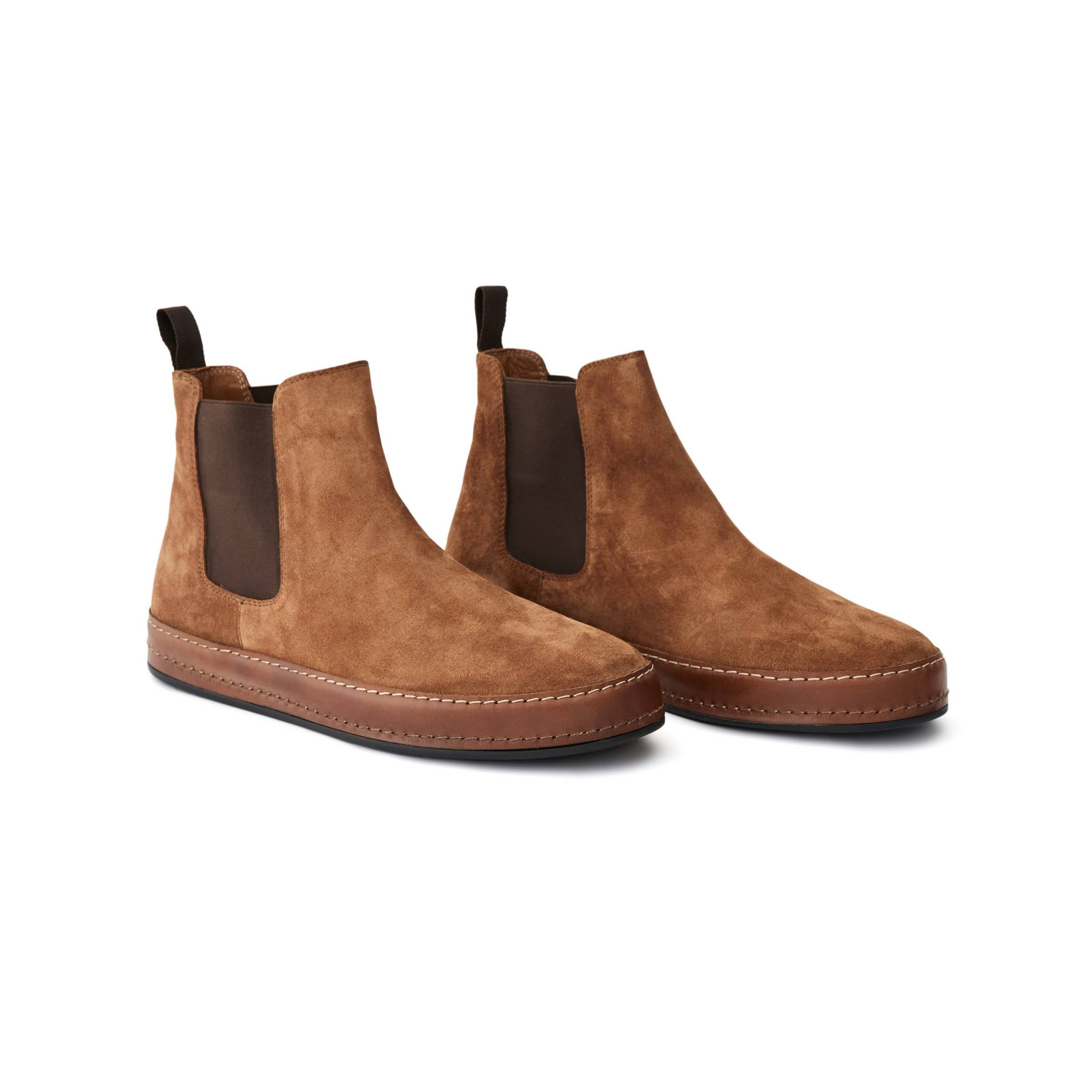 Men's Suede Calf Leather Handmade Chelsea Boots M10005 2