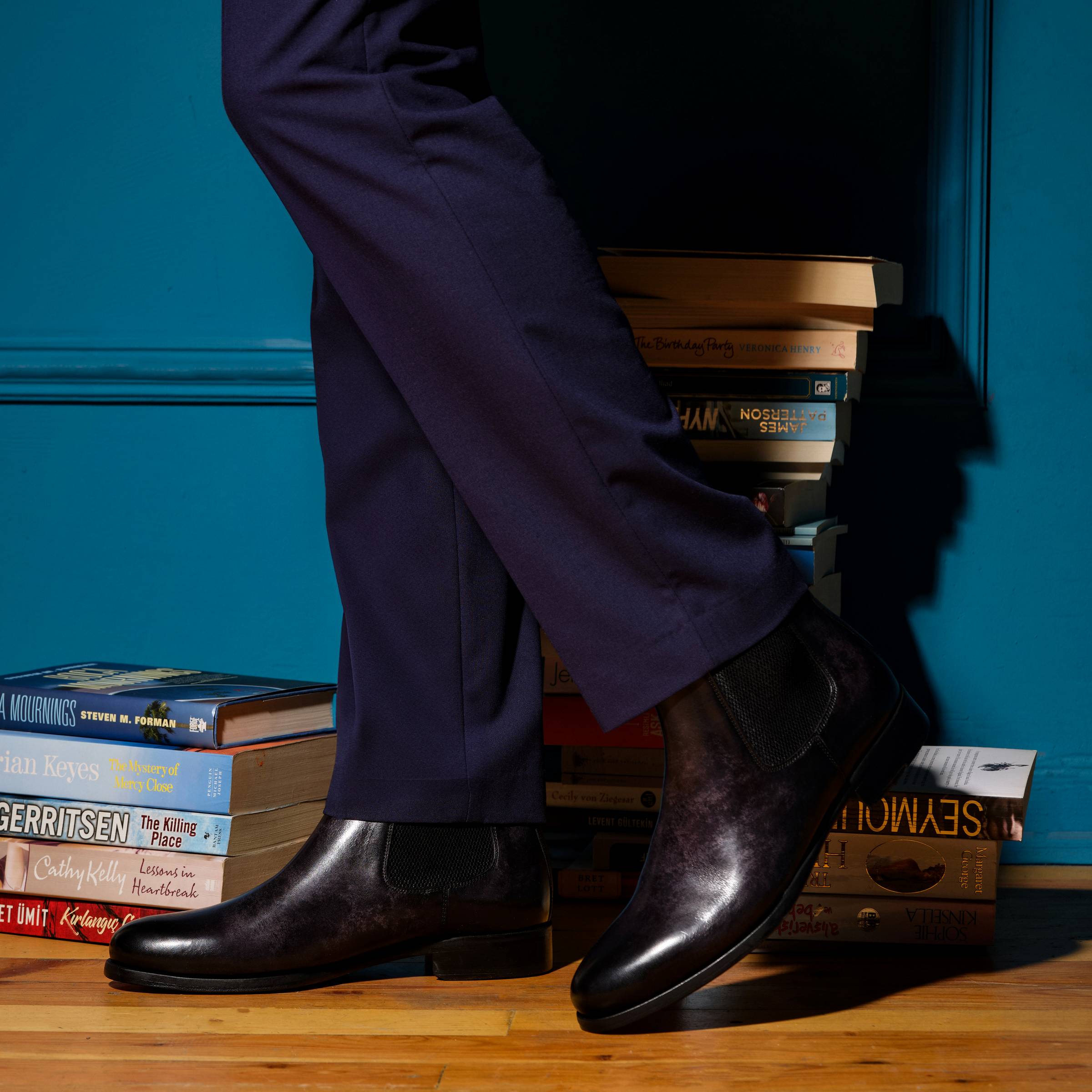 Men's Calf Leather Handmade Chelsea Boots M10004 5
