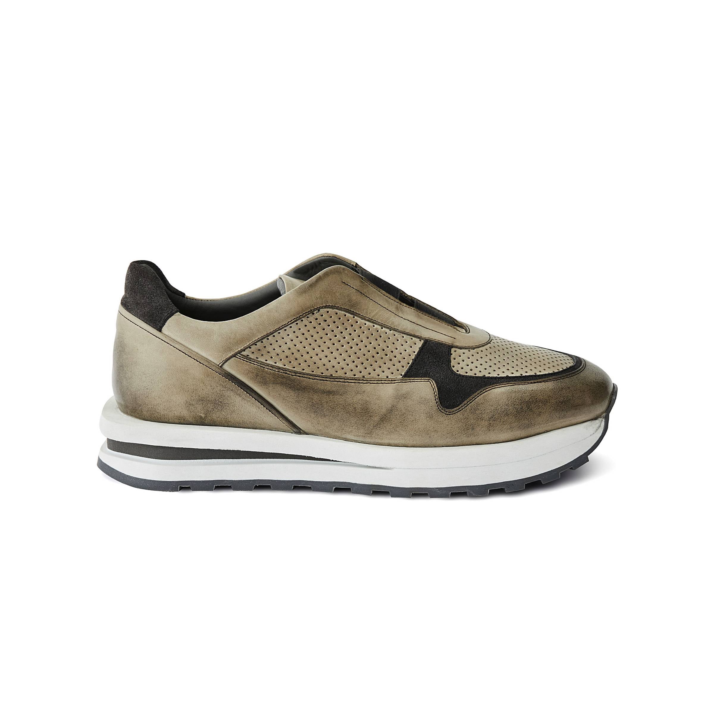 Men's Calf Leather Handmade Sneakers M8014 1