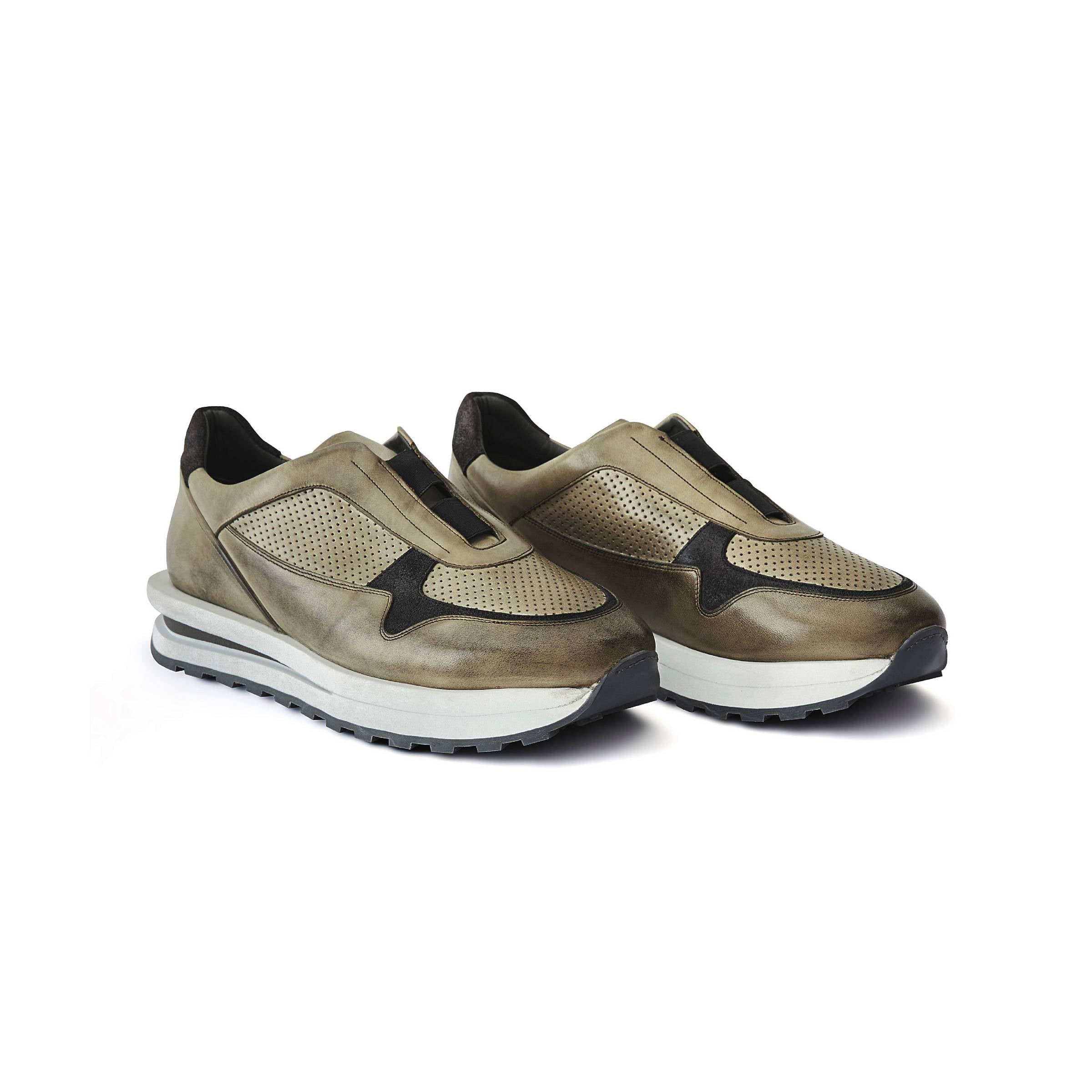 Men's Calf Leather Handmade Sneakers M8014 2