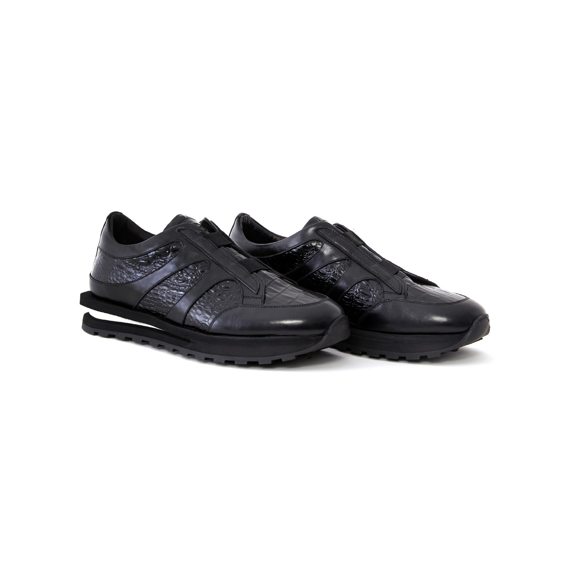 Men's Printed Crocodile Calf Leather Handmade Sneakers M8036 2