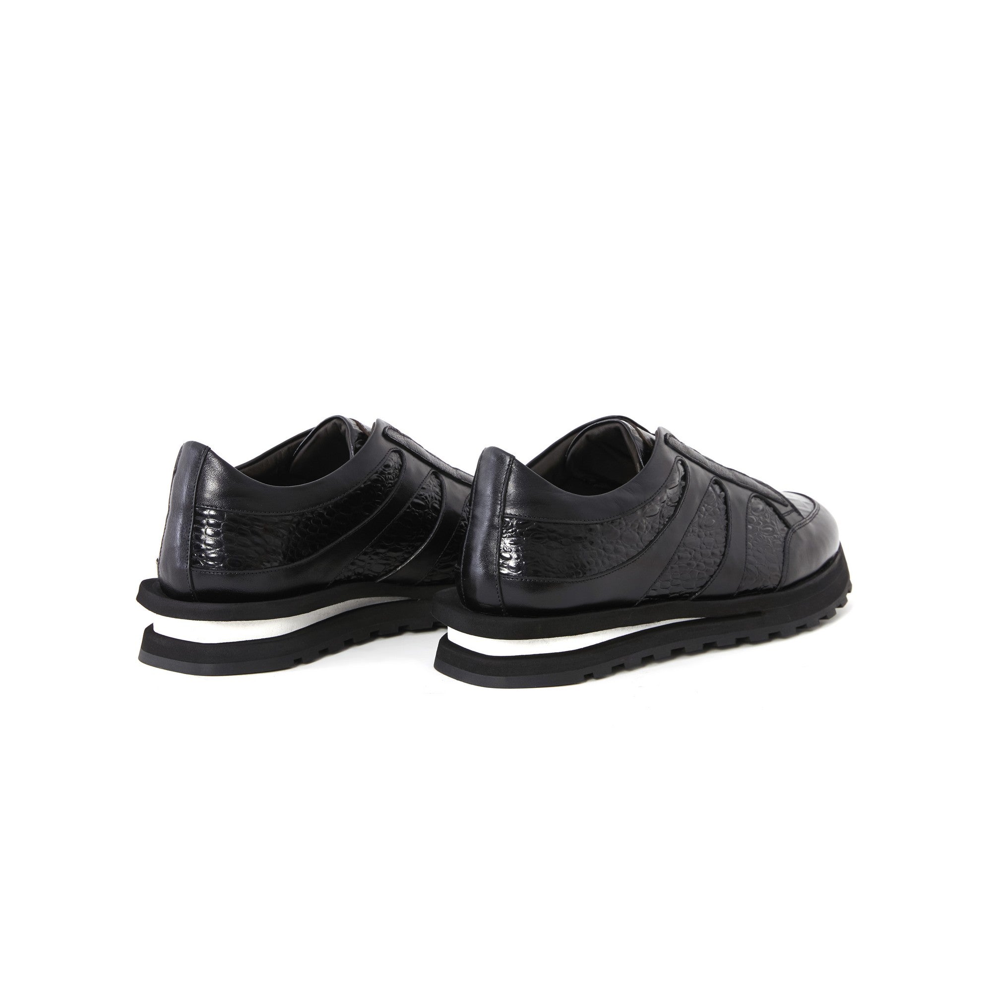 Men's Printed Crocodile Calf Leather Handmade Sneakers M8036 3