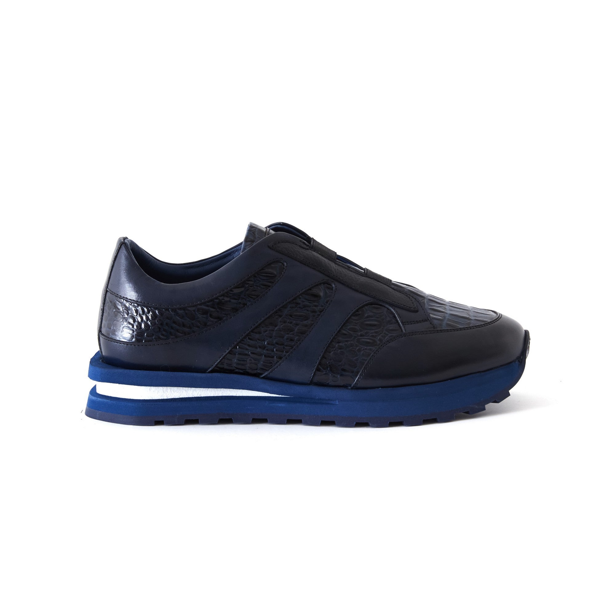 Men's Printed Crocodile Calf Leather Handmade Sneakers M8036 7