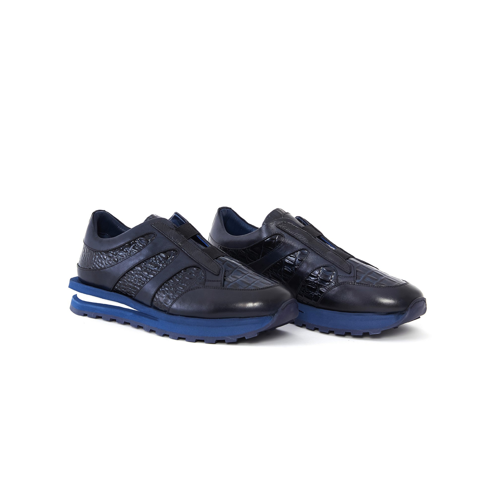Men's Printed Crocodile Calf Leather Handmade Sneakers M8036 8