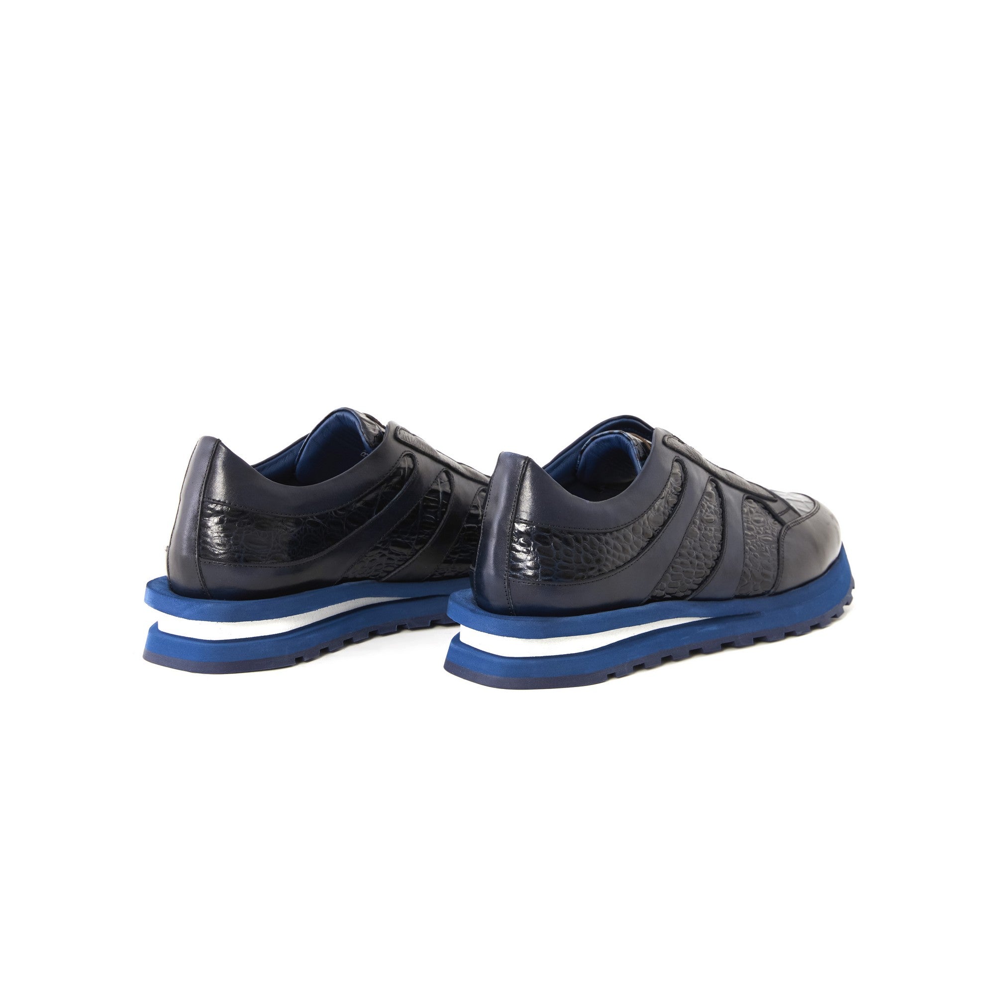 Men's Printed Crocodile Calf Leather Handmade Sneakers M8036 9