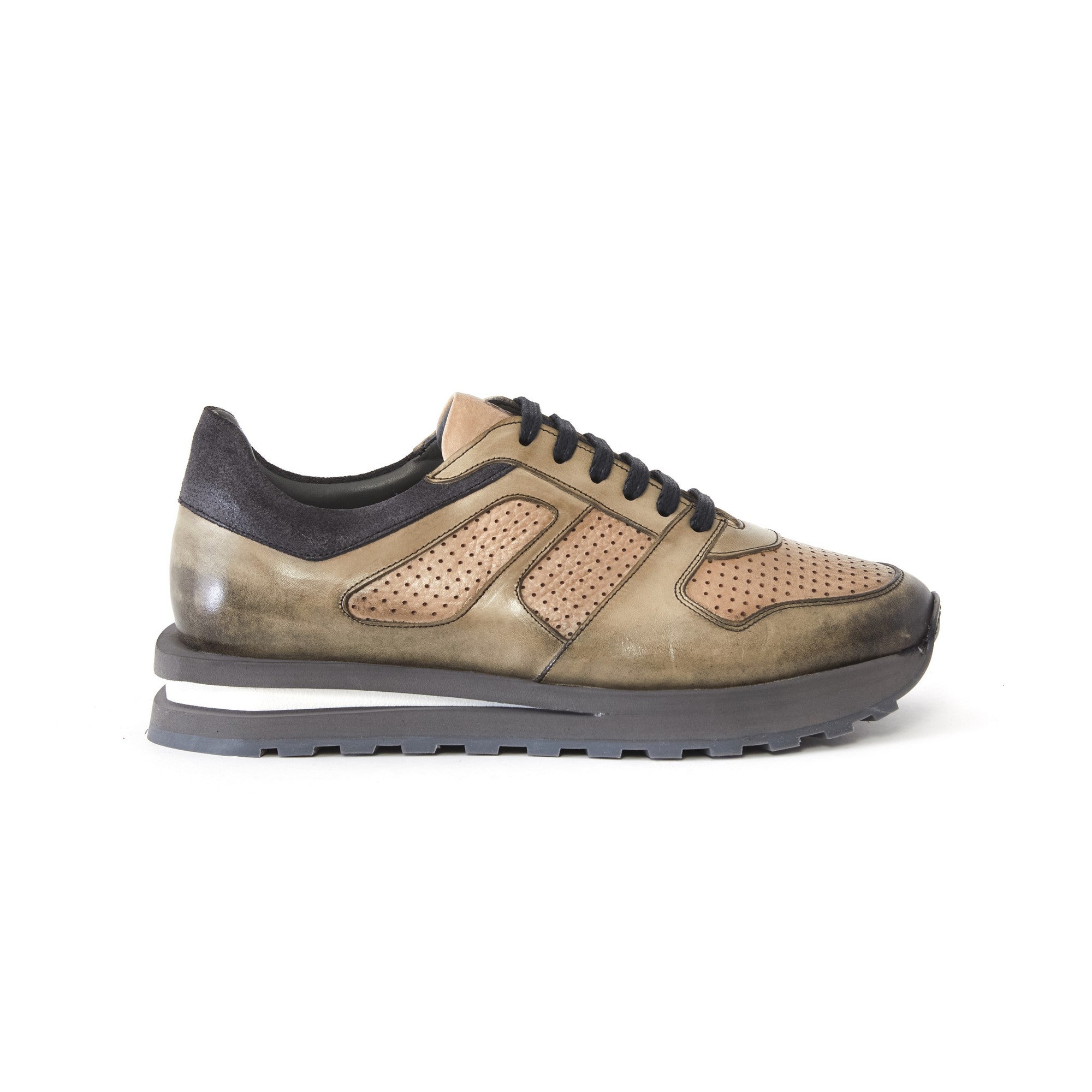 Men's Calf Leather Handmade Sneakers M8013 1