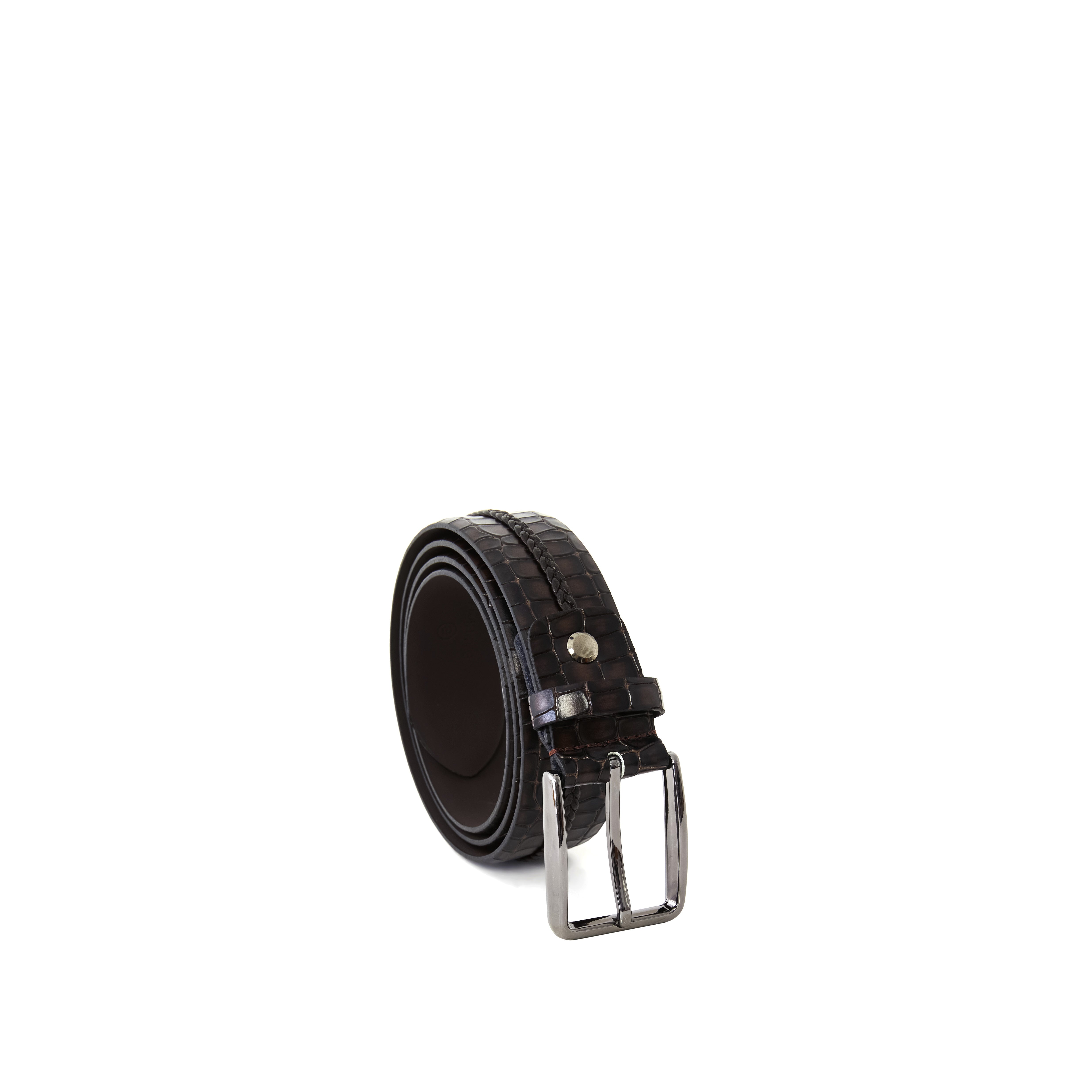 Men's Crocodile Embossed Calf Leather Handmade Belt M105 4
