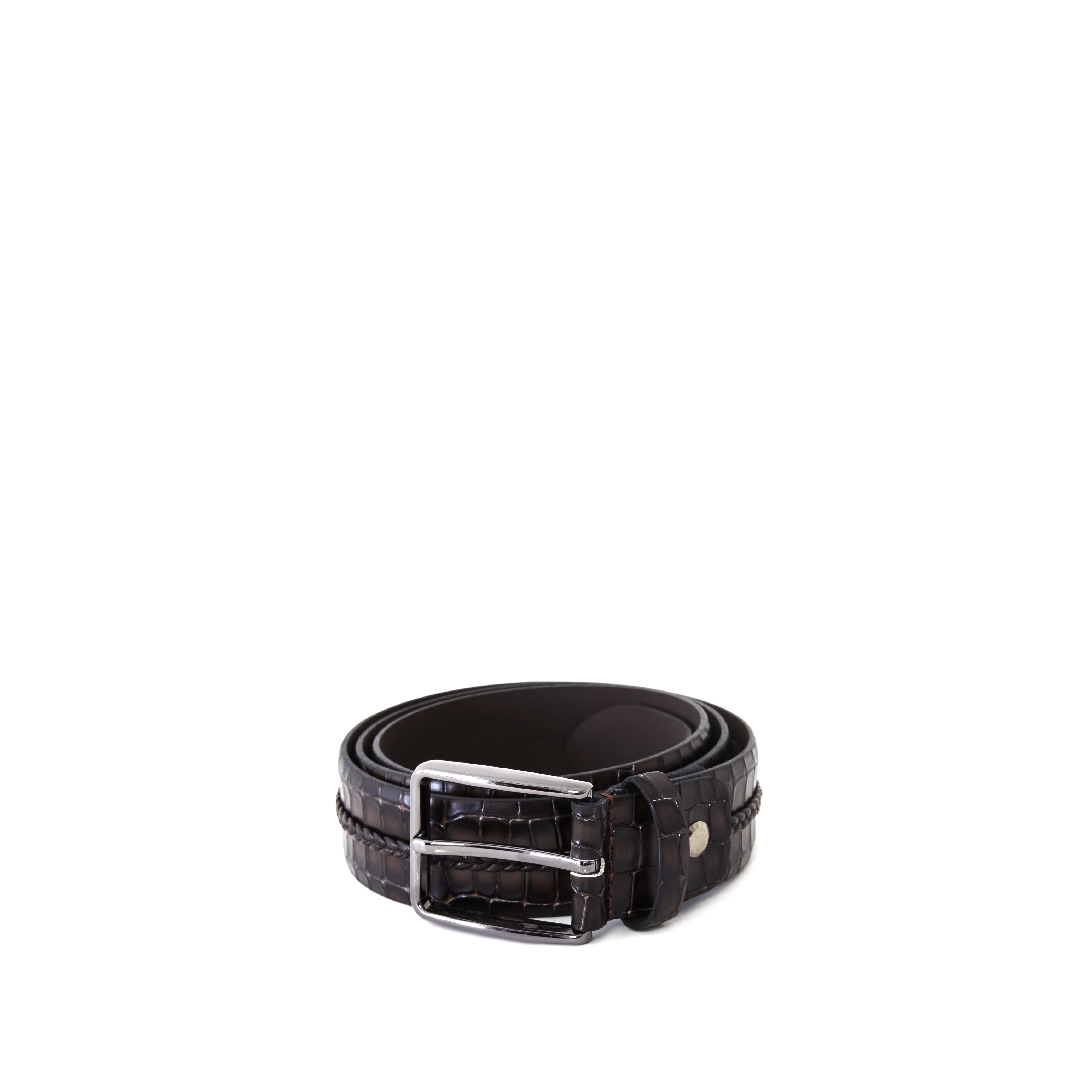 Men's Crocodile Embossed Calf Leather Handmade Belt M105 5