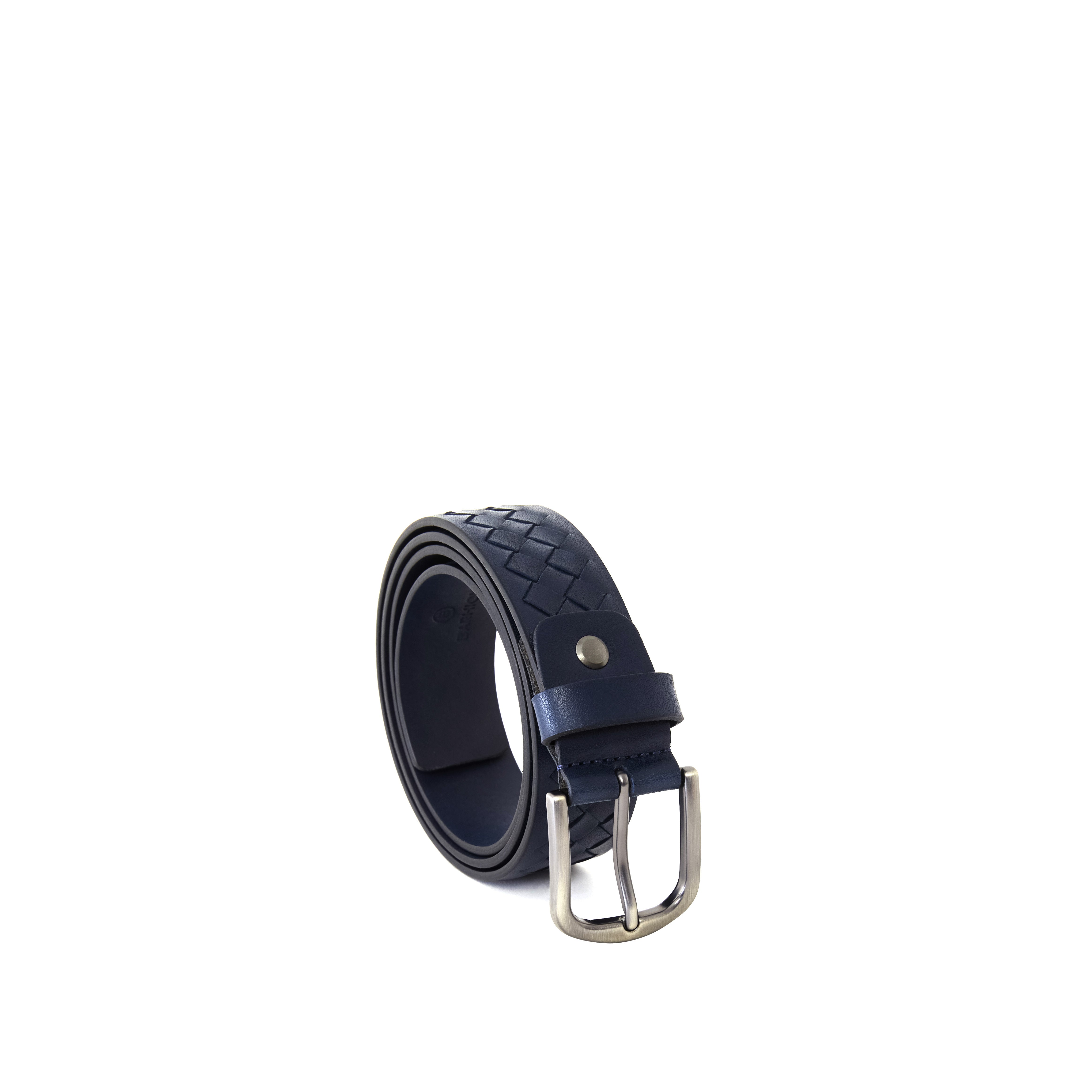 Men's Braided Calf Leather Handmade Navy Belt M106