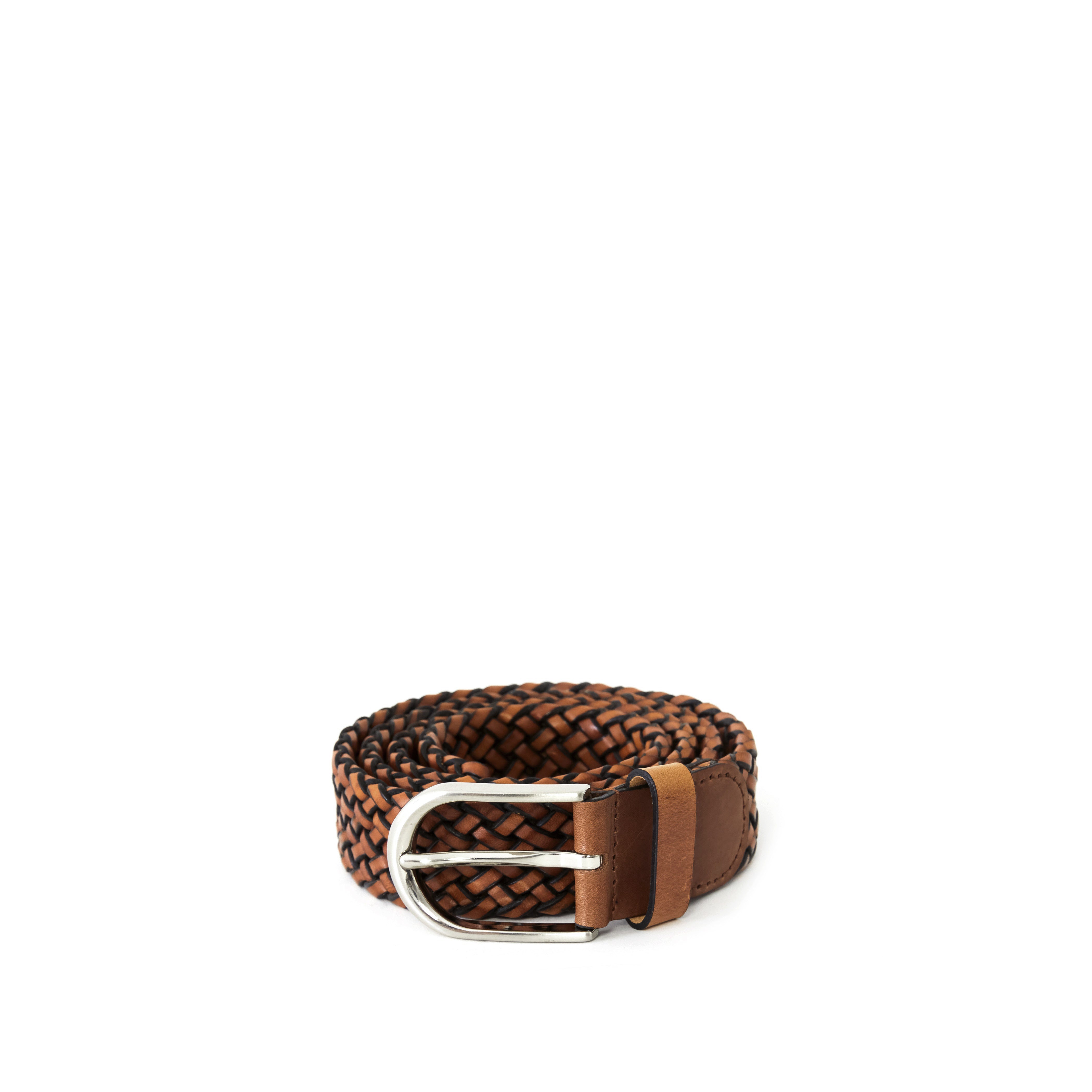 Men's Double-Sided Braided Calf Leather Handmade Belt M108 5