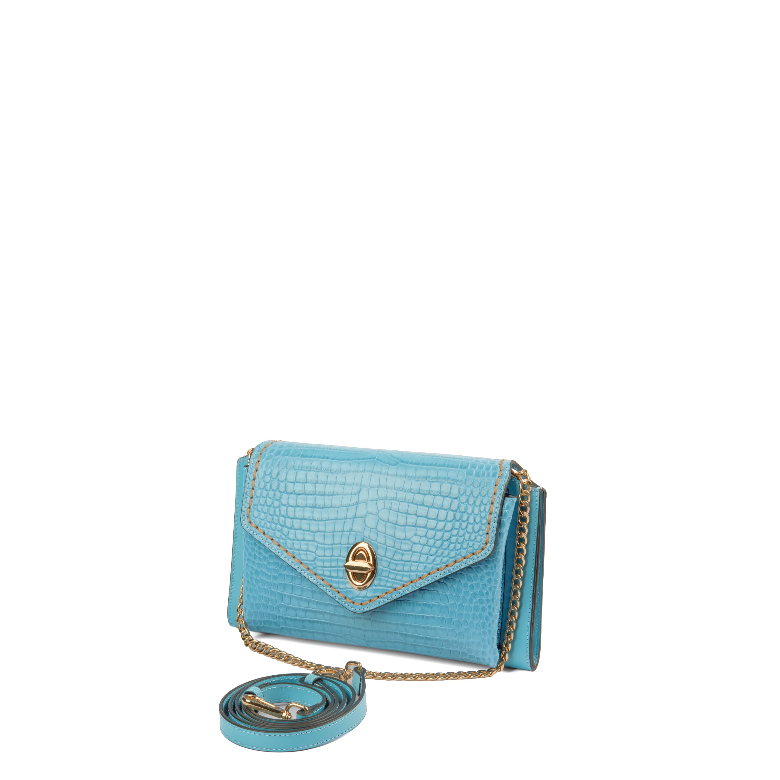 Women's Calf Leather Crocodile Embossed Handmade Crossbody Bag W20009 3