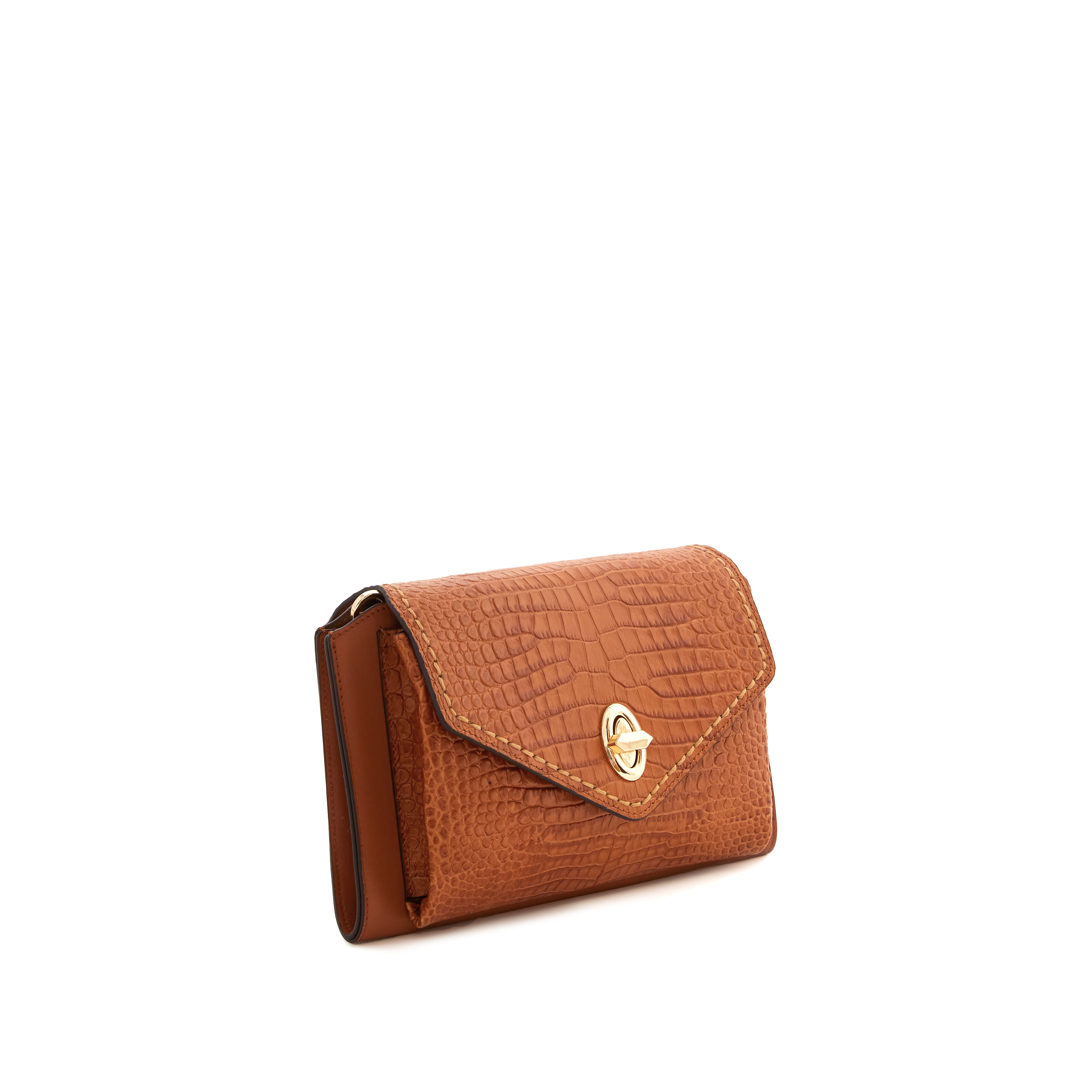 Women's Calf Leather Crocodile Embossed Handmade Crossbody Bag W20009 13