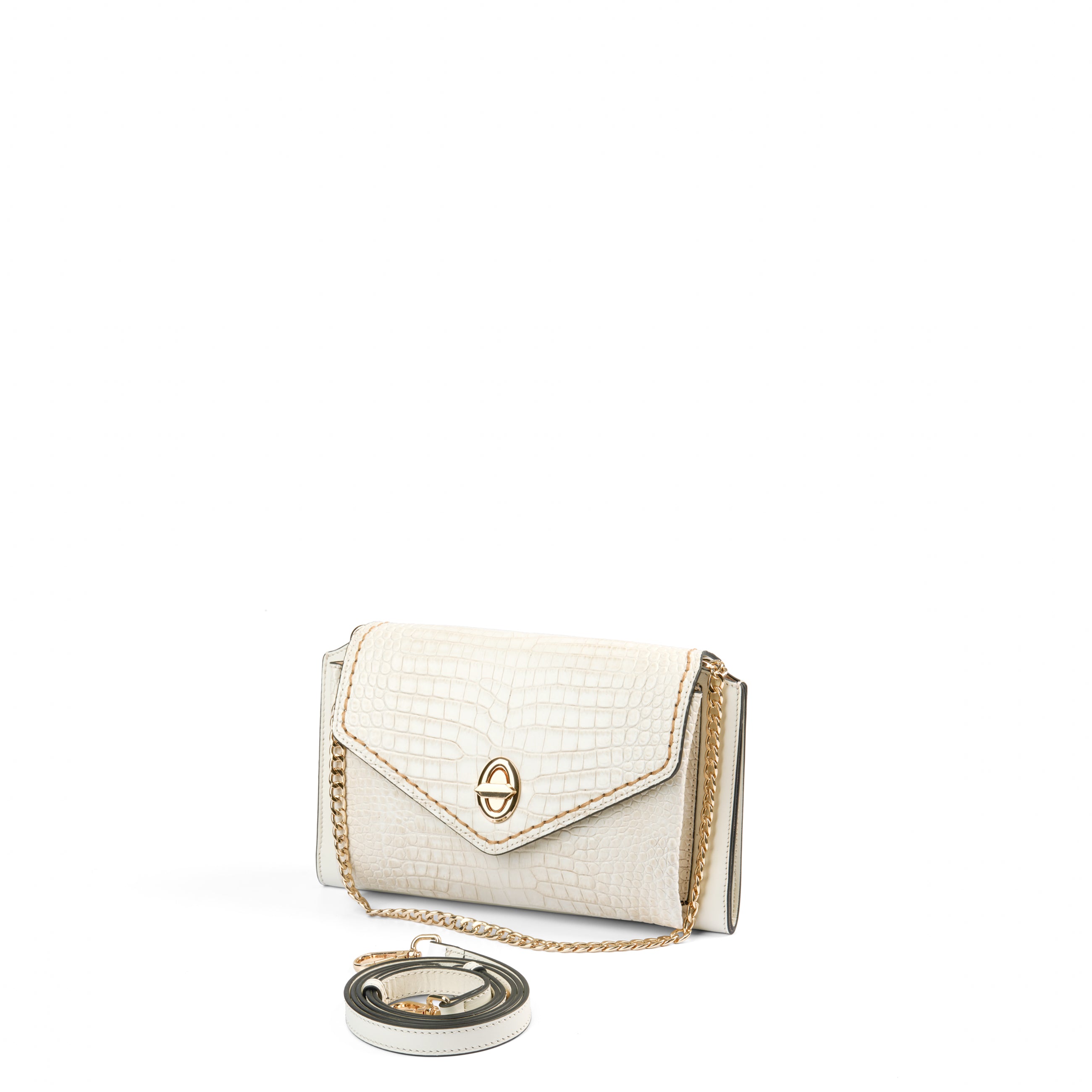 Women's Calf Leather Crocodile Embossed Handmade Crossbody Bag W20009 23