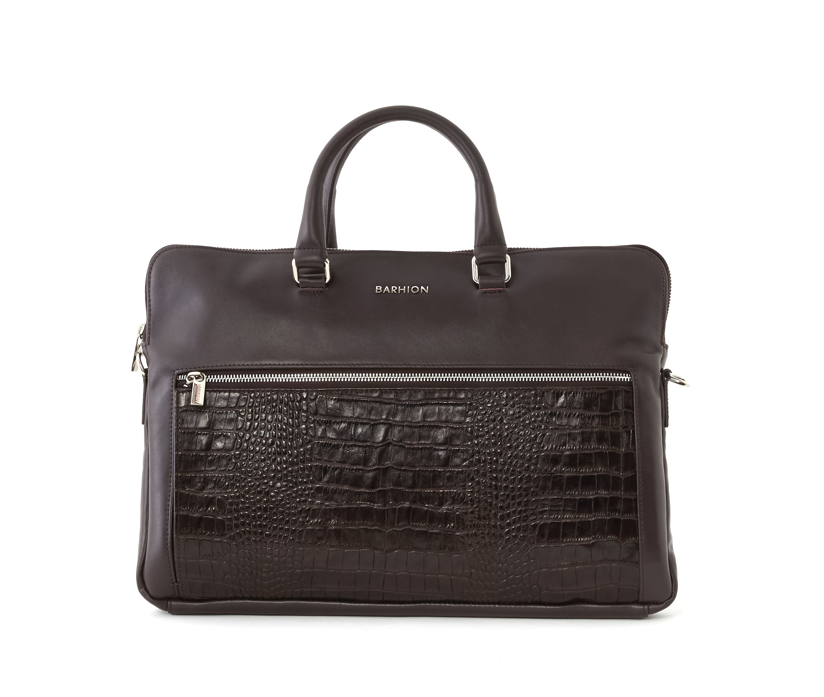 Men's Calf Leather Crocodile Embossed Handmade Crossbody Bag U25003 4