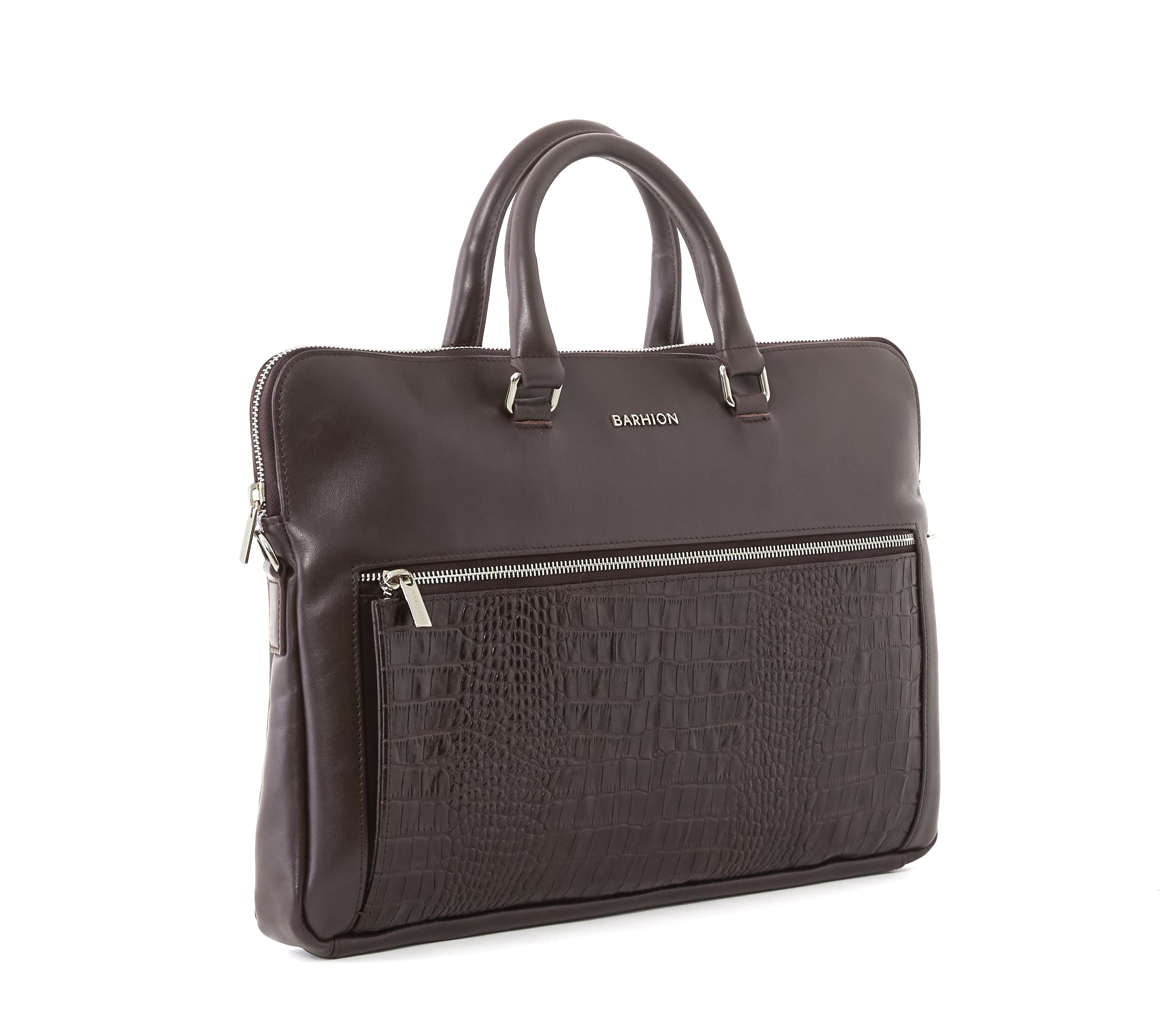 Men's Calf Leather Crocodile Embossed Handmade Crossbody Bag U25003 5