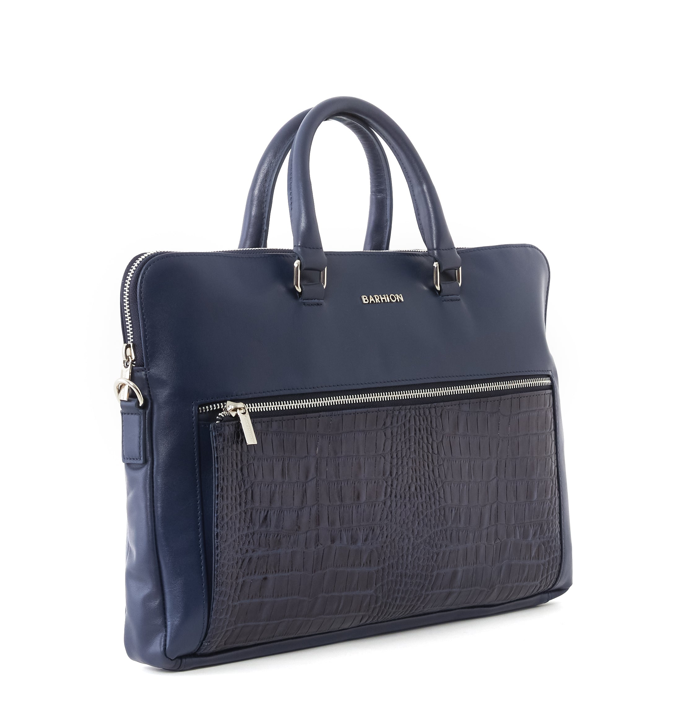 Men's Calf Leather Crocodile Embossed Handmade Crossbody Bag U25003 8