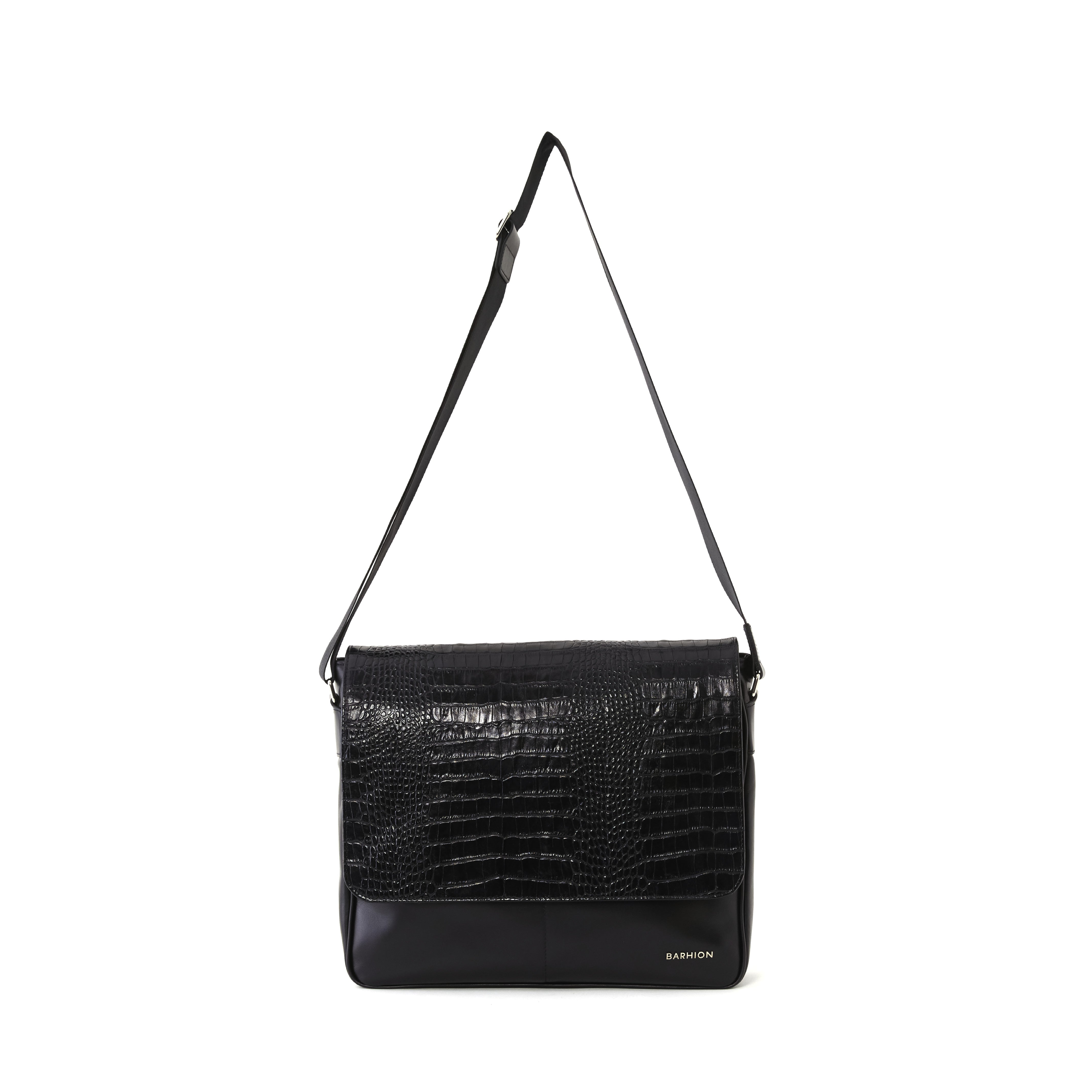 Men's Calf Leather Crocodile Embossed Handmade Laptop Bag U25005 1