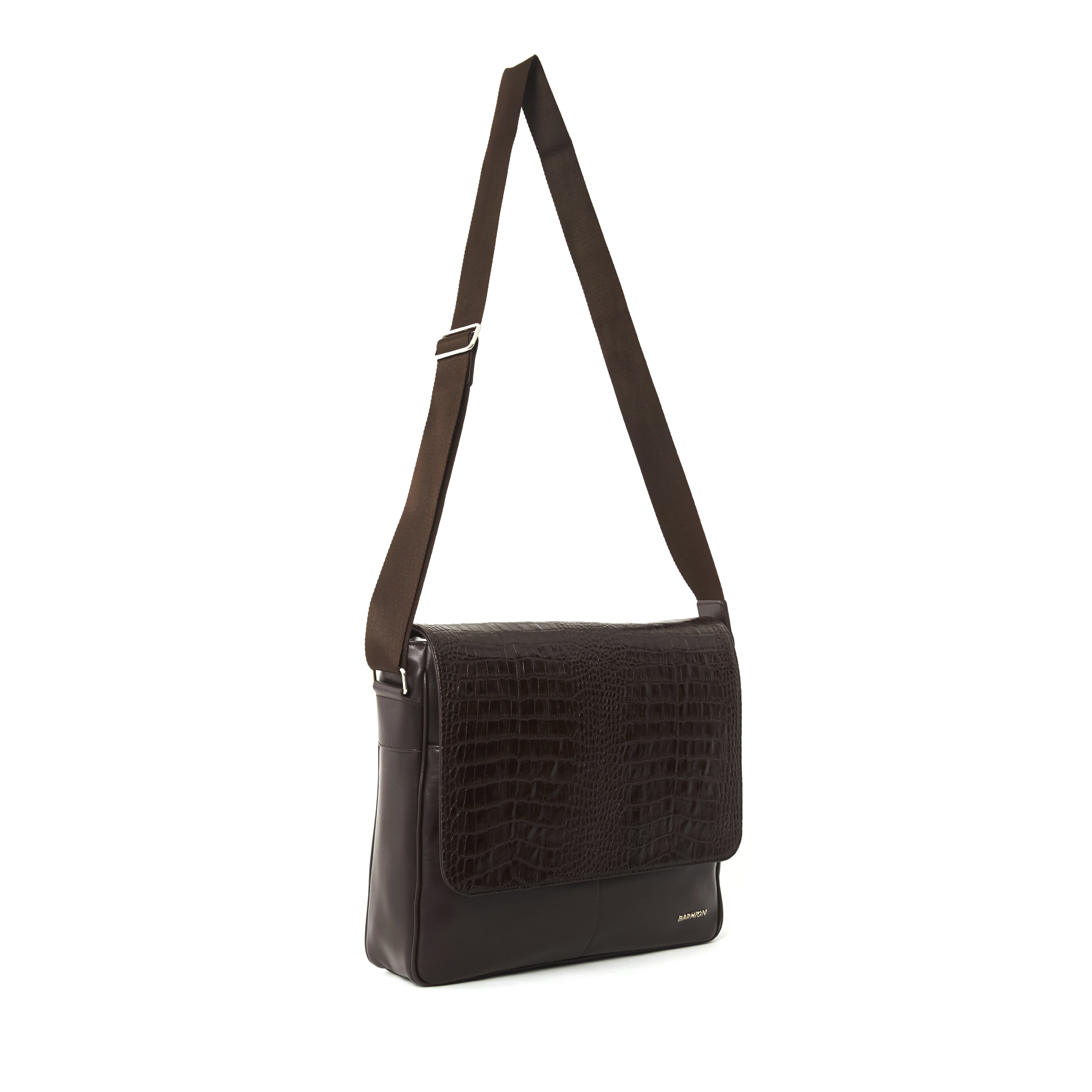 Men's Calf Leather Crocodile Embossed Handmade Laptop Bag U25005 5