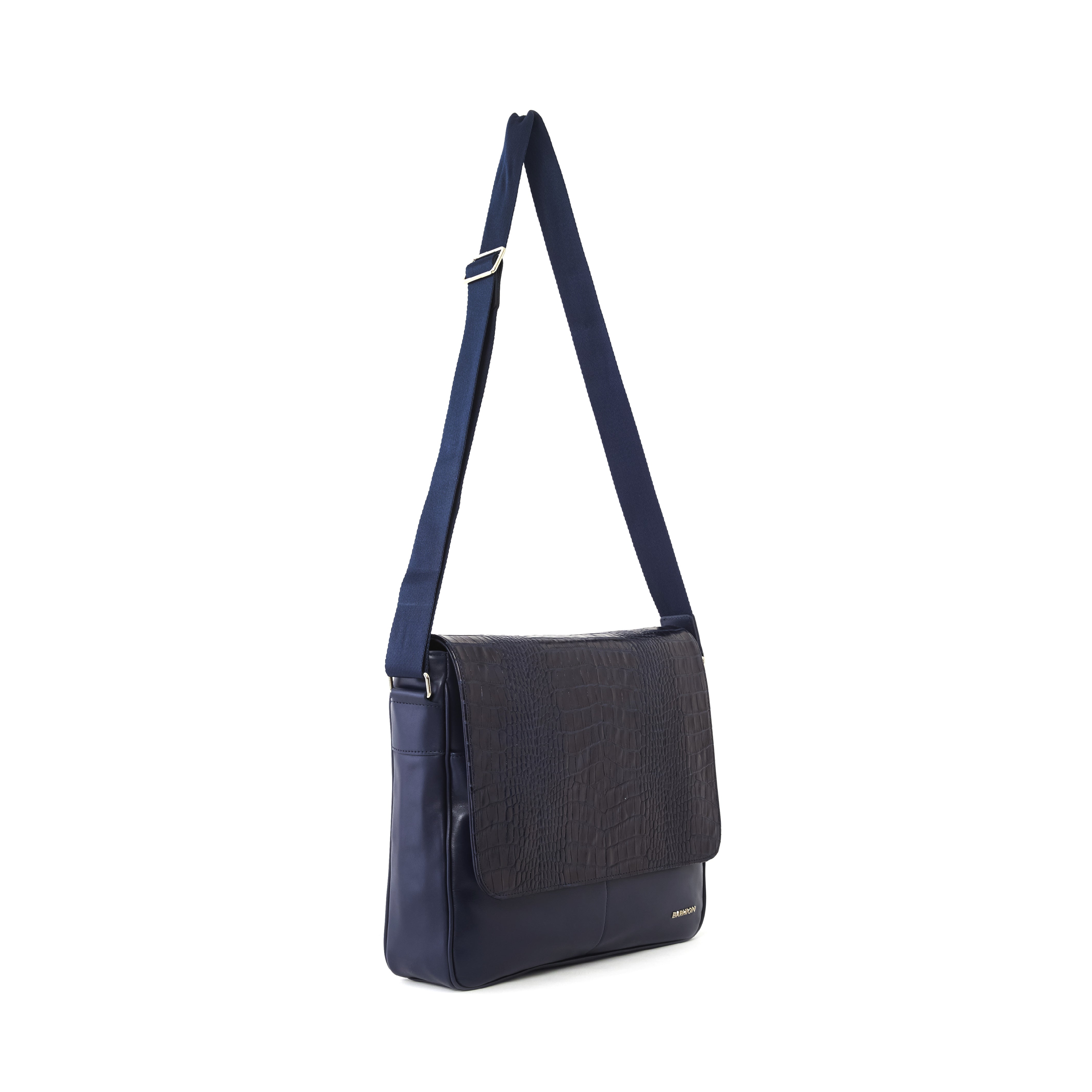 Men's Calf Leather Crocodile Embossed Handmade Laptop Bag U25005 8