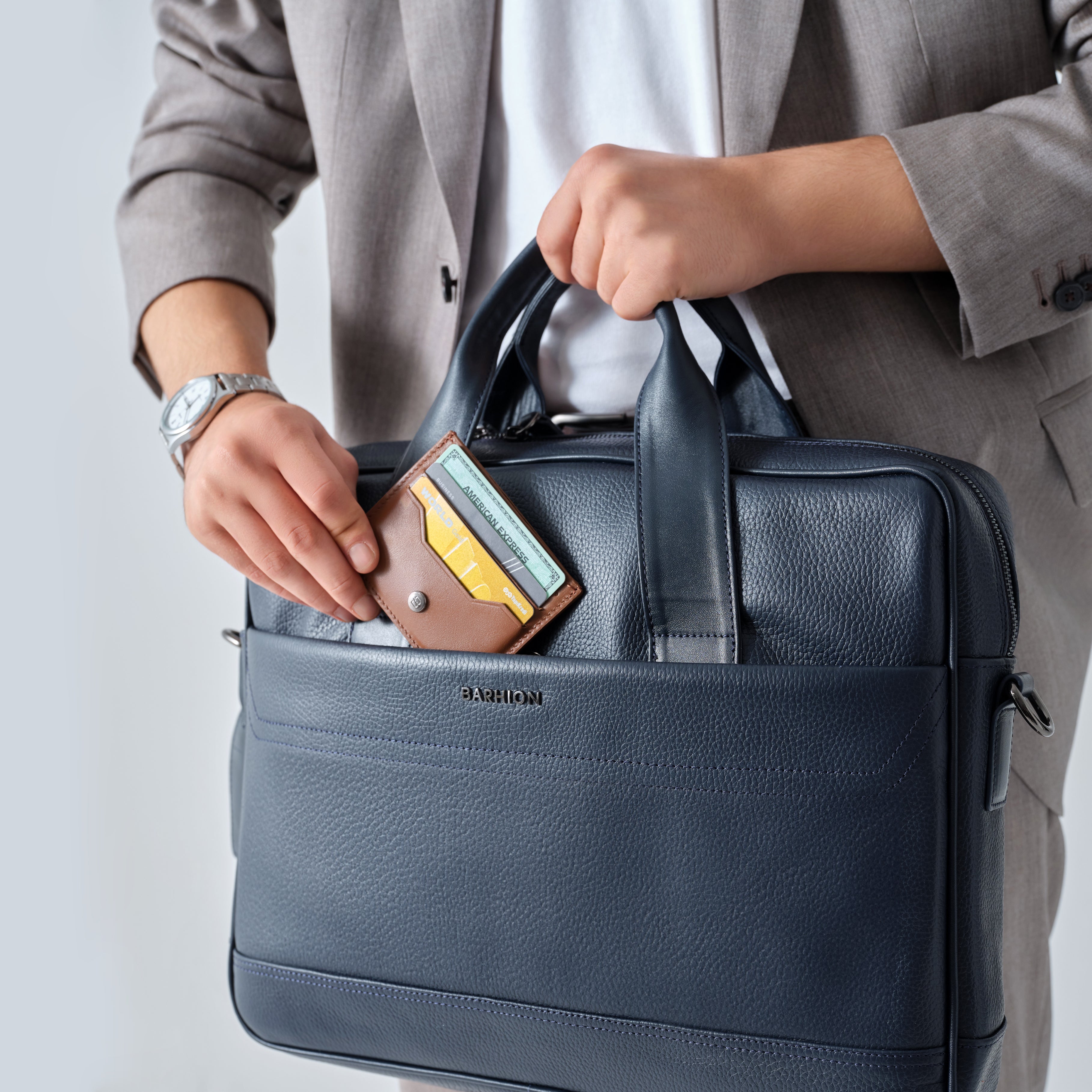 Men's Calf Leather Floater Handmade Laptop Bag U25007 11