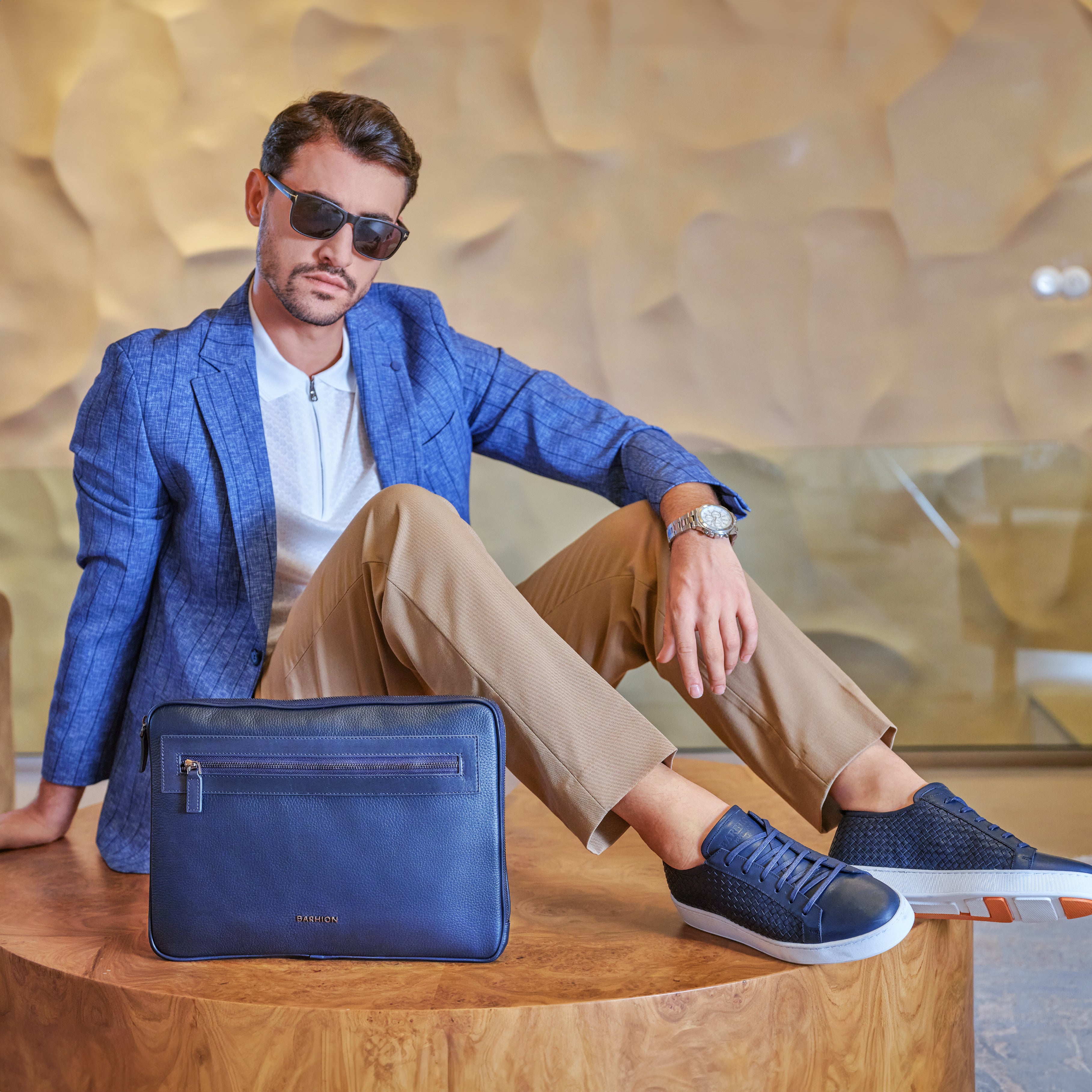 Men's Calf Leather Floater Handmade File Bag U25009 12