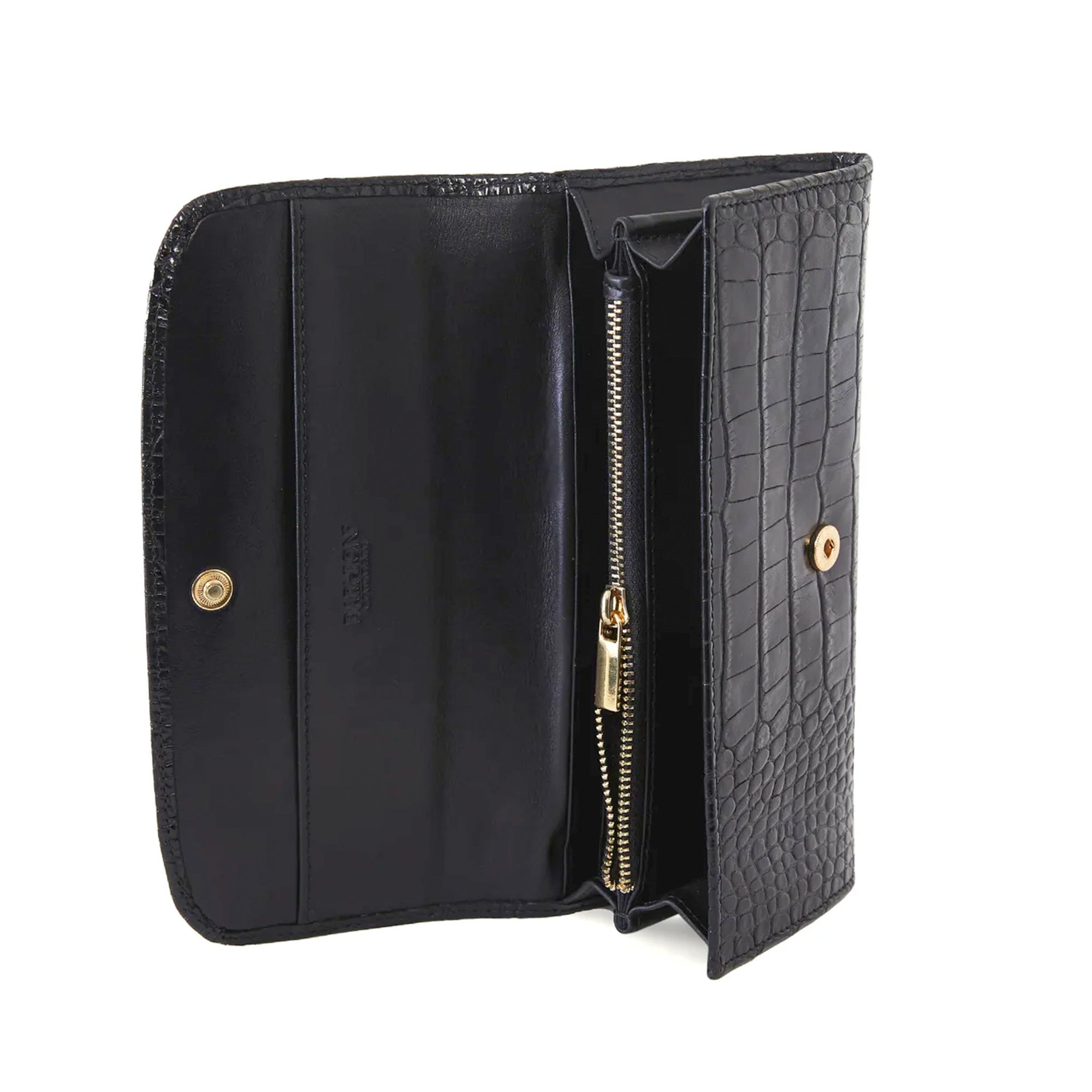 Women's Calf Leather Crocodile Embossed Handmade Wallet W25026 20